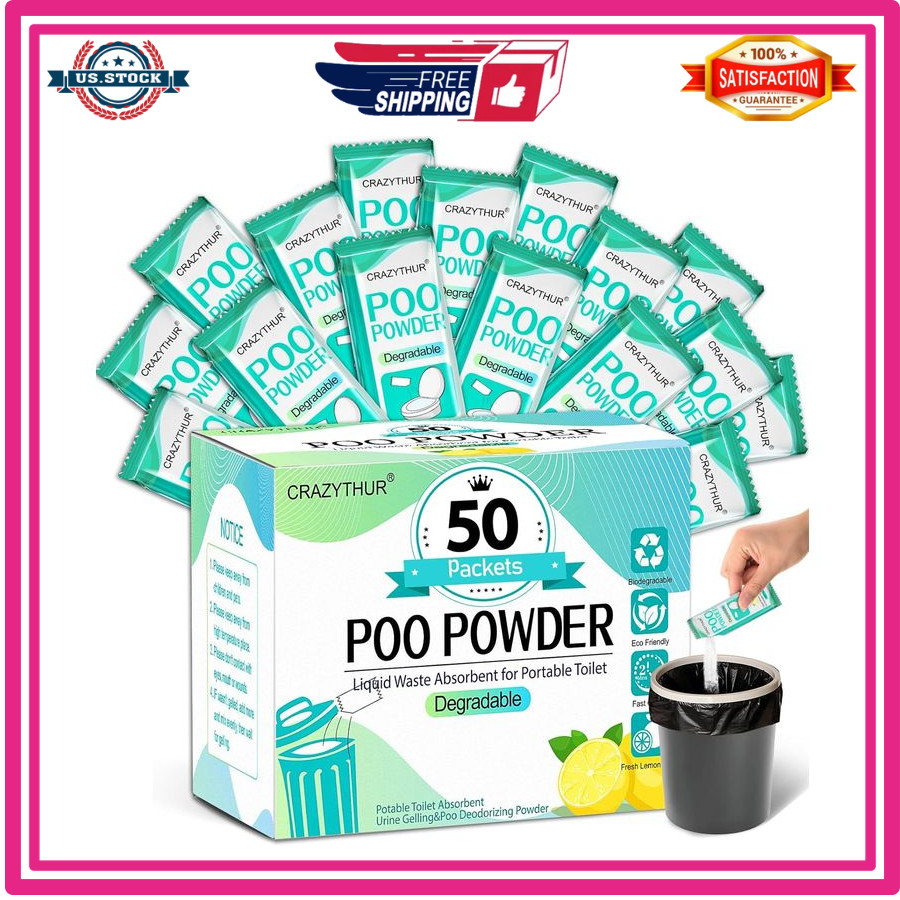 Portable Toilet Gel Powder for Camping,Hiking–Pee.Poo Powder for Outdoor Toilets