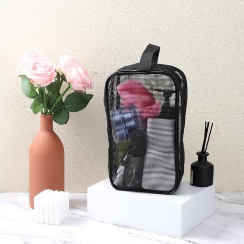 Mesh Shower Bag, Black Portable Shower Bags for Men Mesh Showers Caddy
