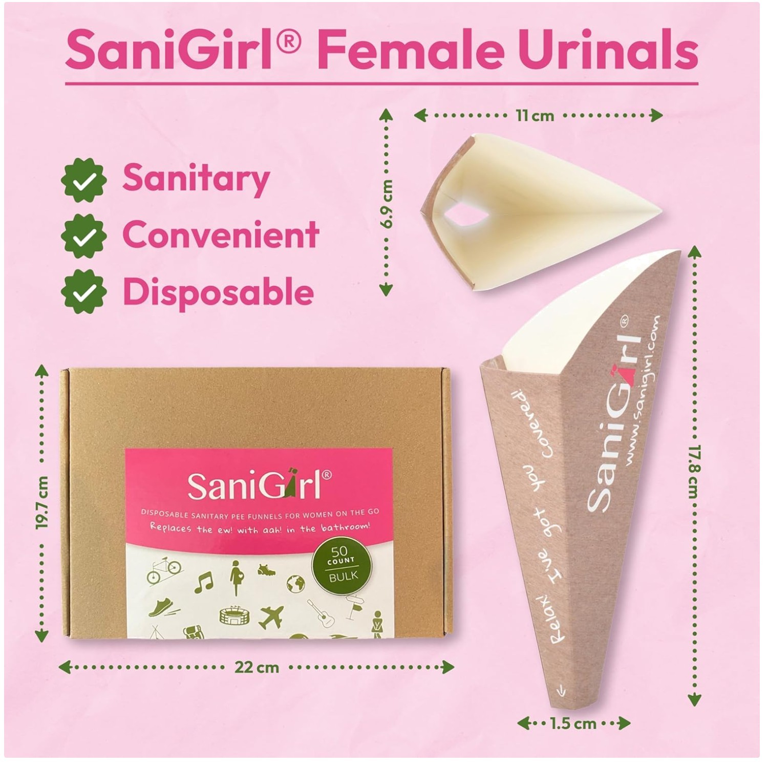 Female Urinal Funnel 50-Pack – Travel & Camping Essentials