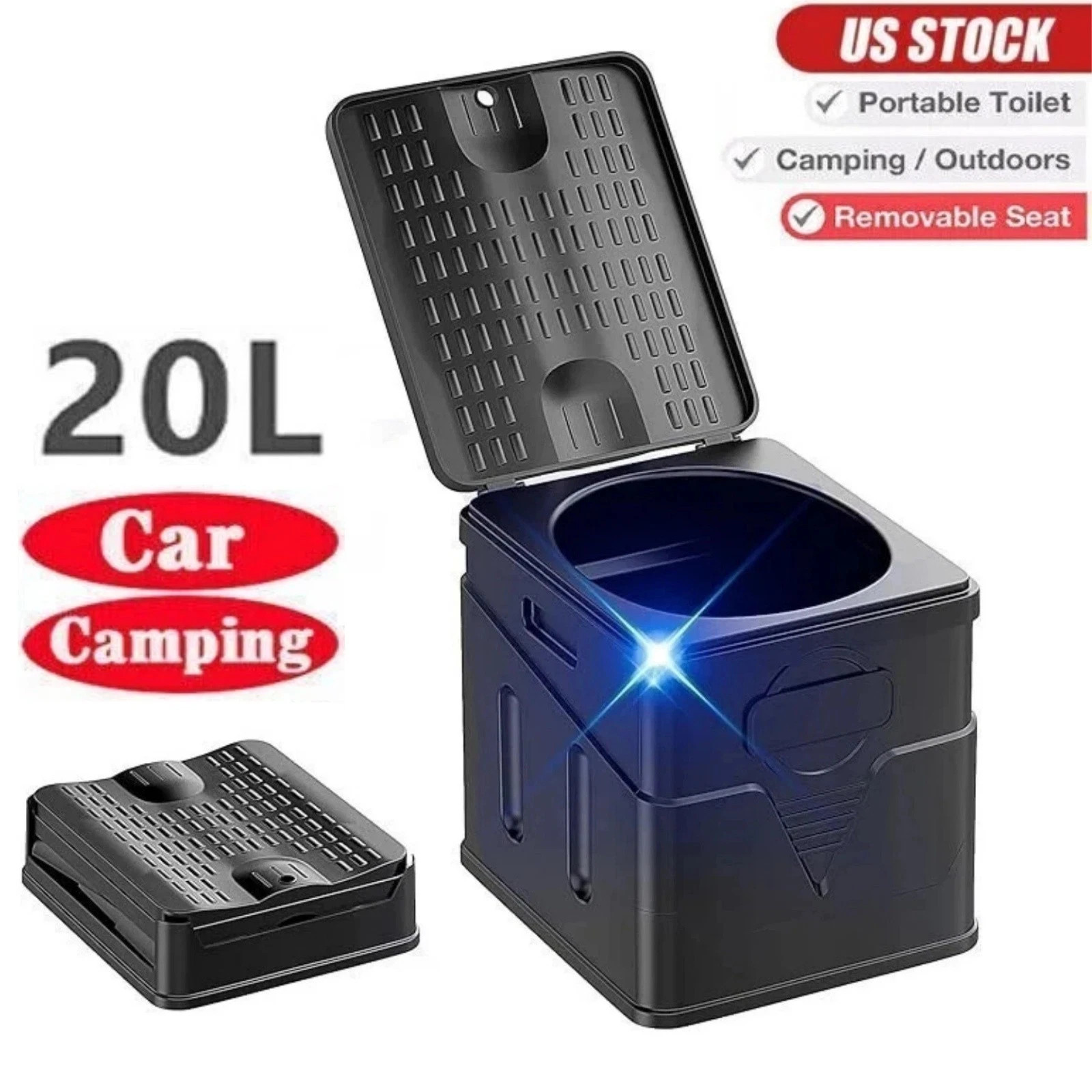 20L Portable Folding Toilet Car Outdoor Travel Potty for Camping Hiking Beach W