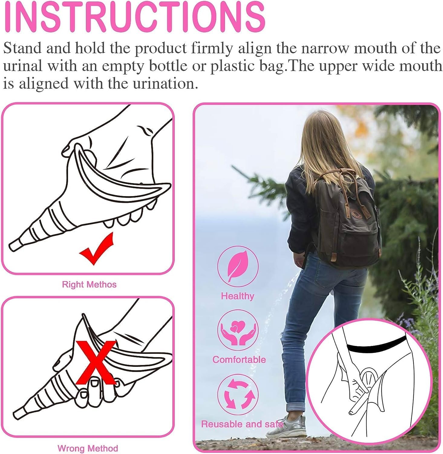 Female Urination Device Purple Silicone Reusable Pee Funnel Women Urinal Aid