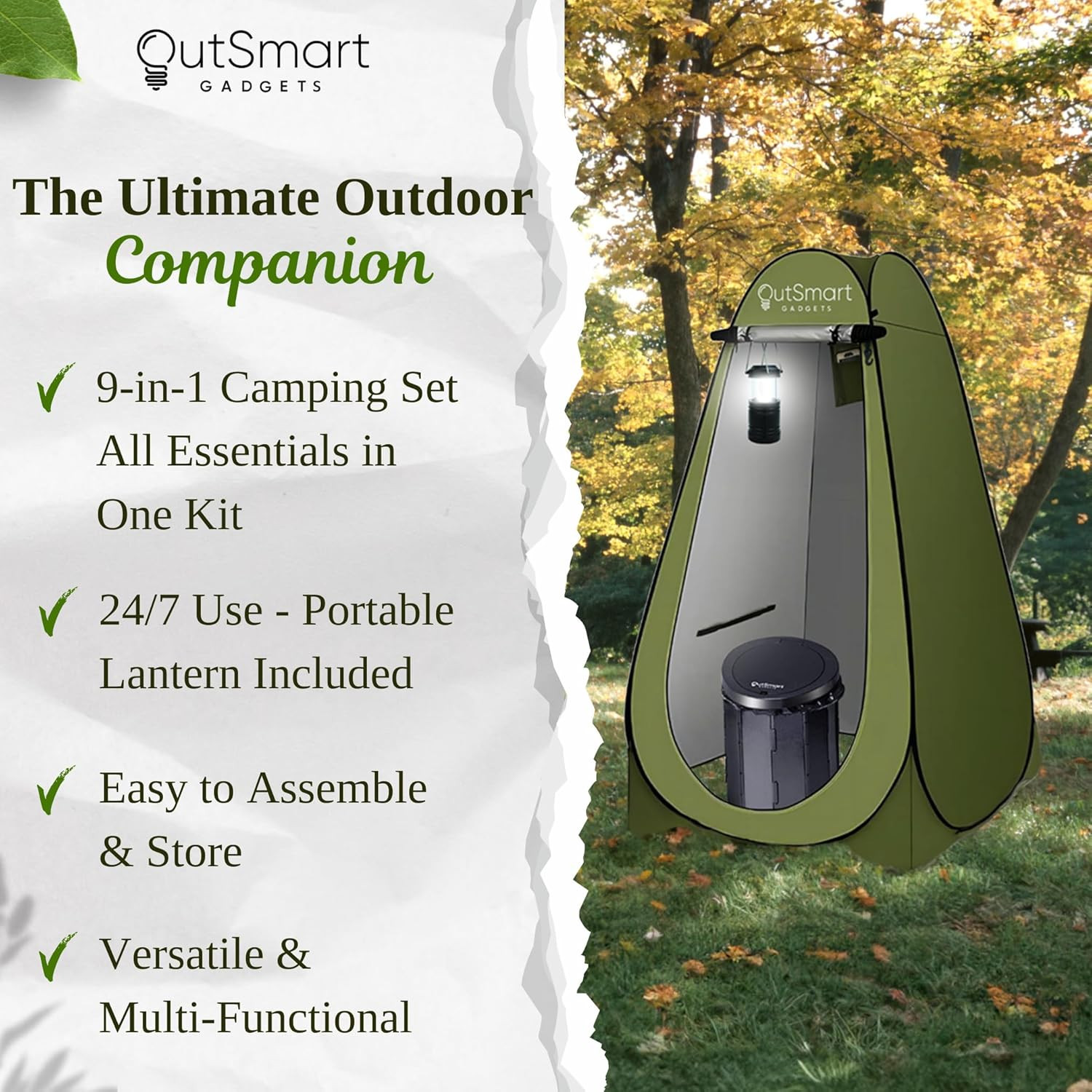 Outdoor Portable Toilet Set for Adults with Camping Night Lantern, Folding XL To