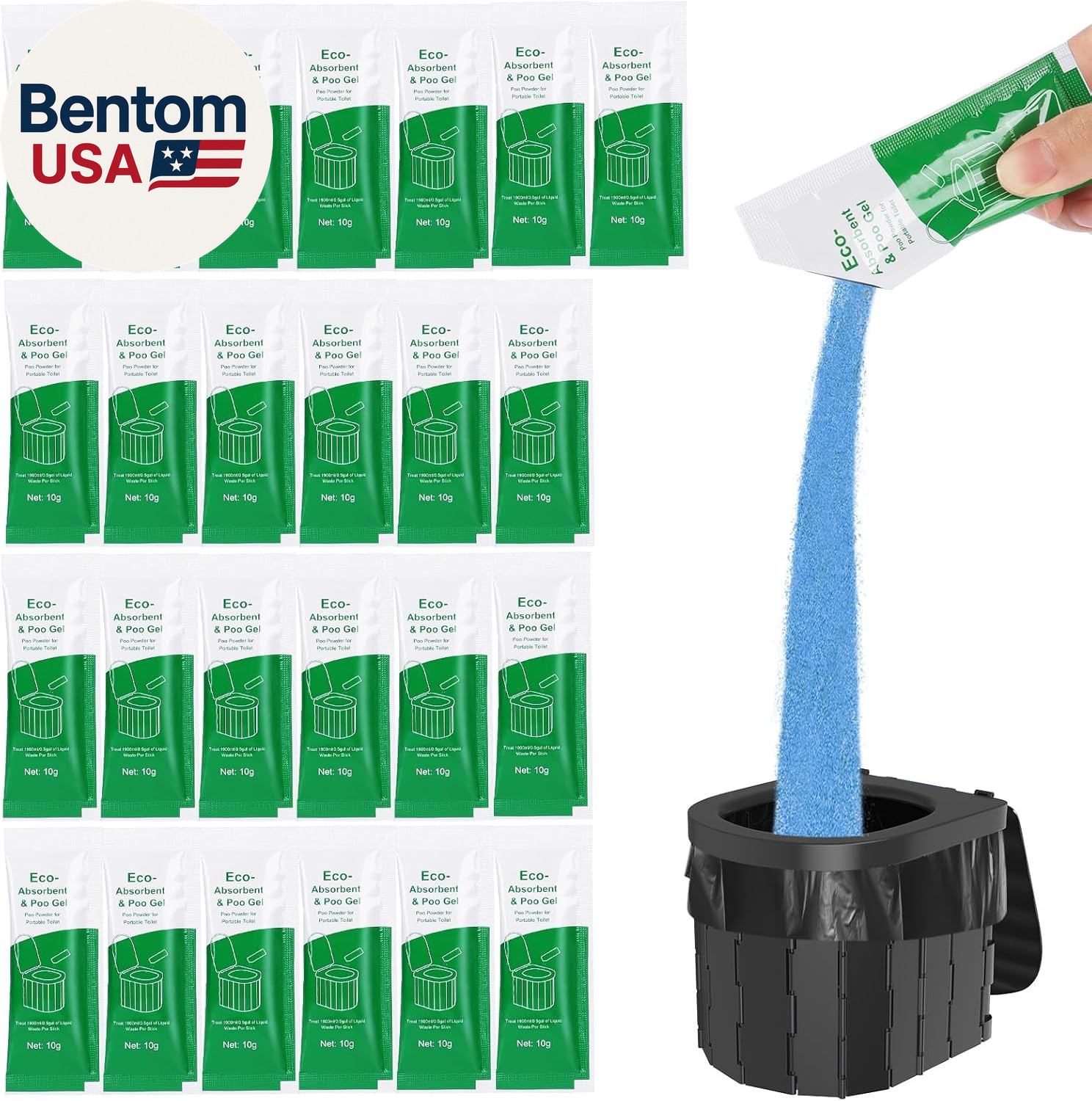 25 Pack Portable Toilet Absorbent Gel Powder, Poo Gel for Camping Toilet Powder,
