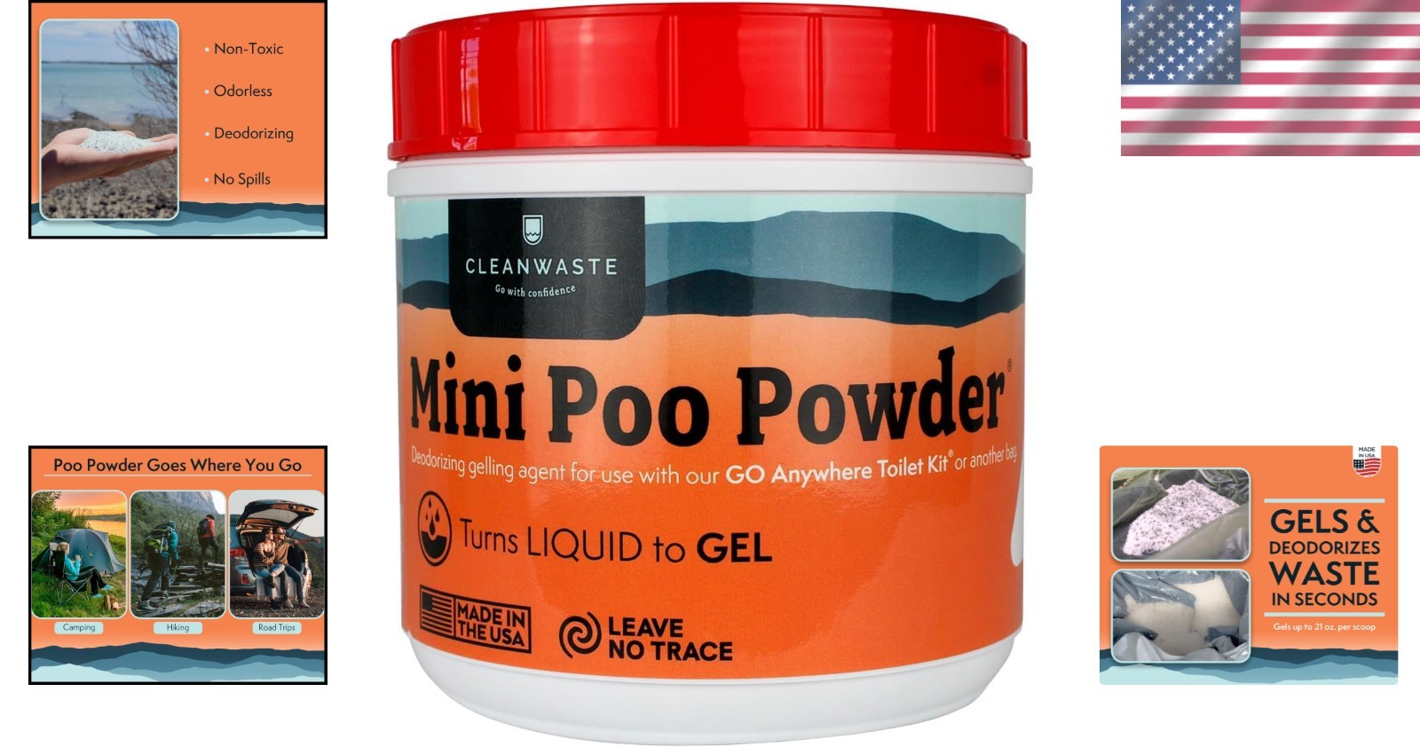 Portable Mini Poo Powder – 55 Scoops of Unscented Waste Treatment for Travel