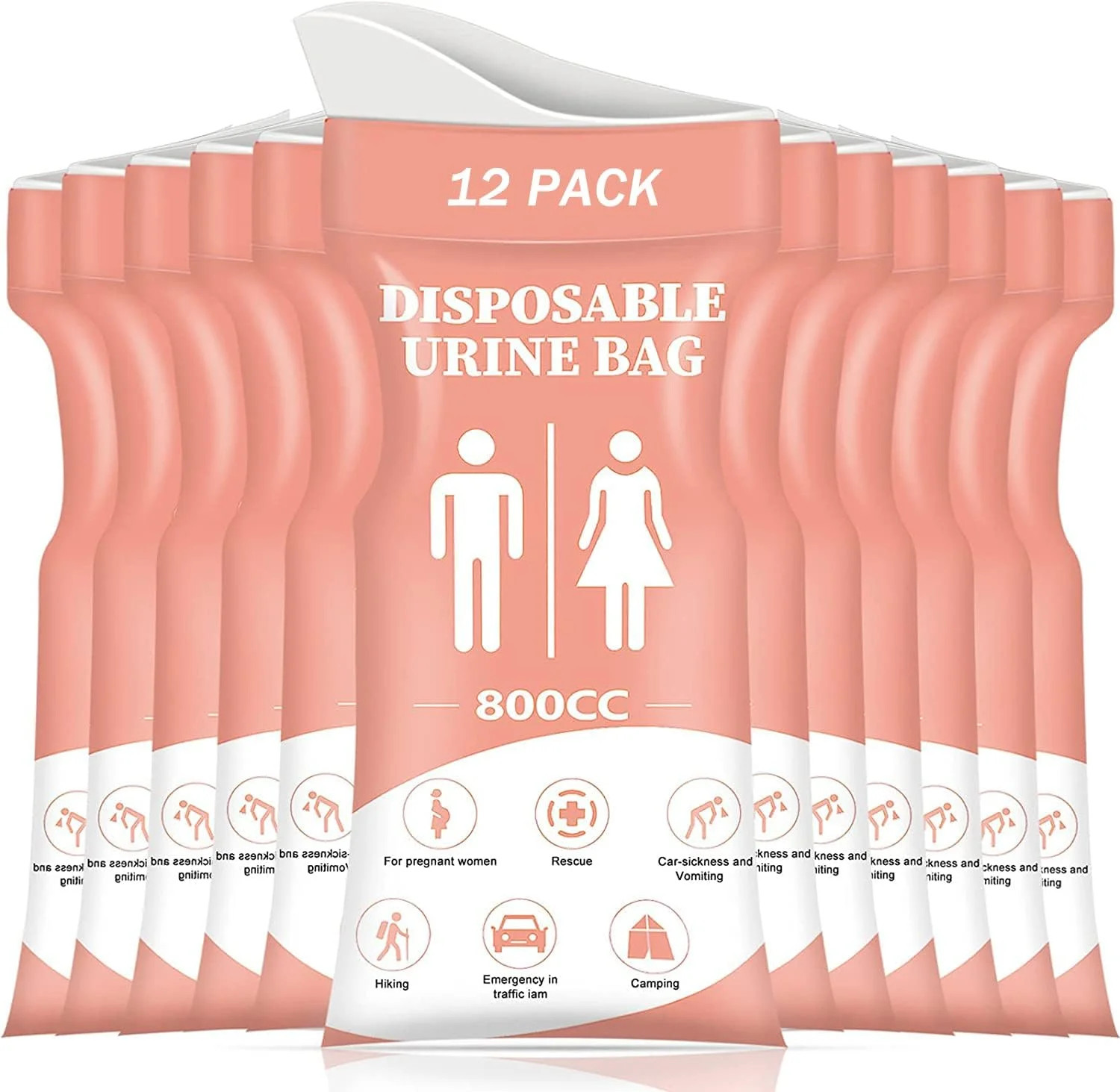 DIBBATU Disposable Urine Bags for Women/Men, 12/24Pack for Travel, Camping, Car