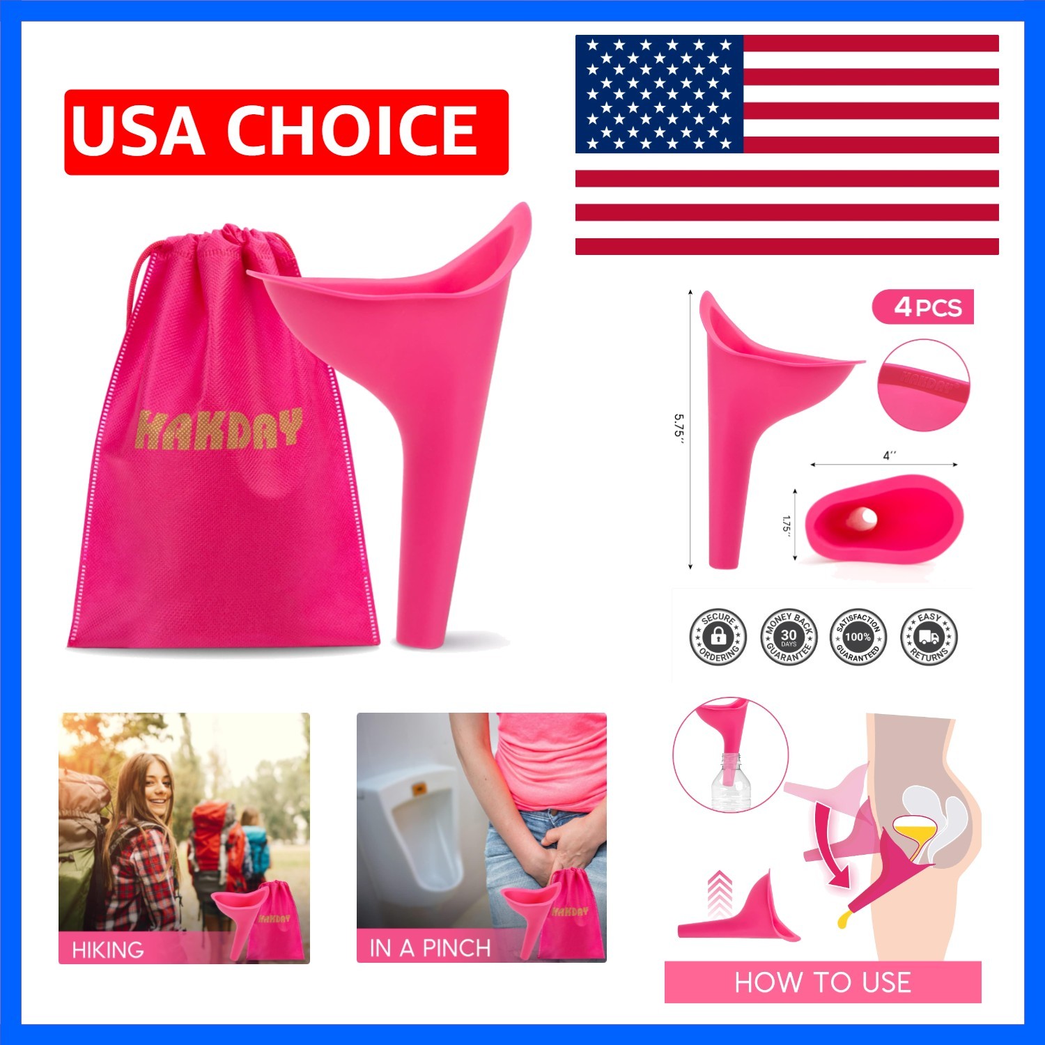 Female Urinal for Women, 4PCS Portable Urination Device Pee Funnel for Travel…