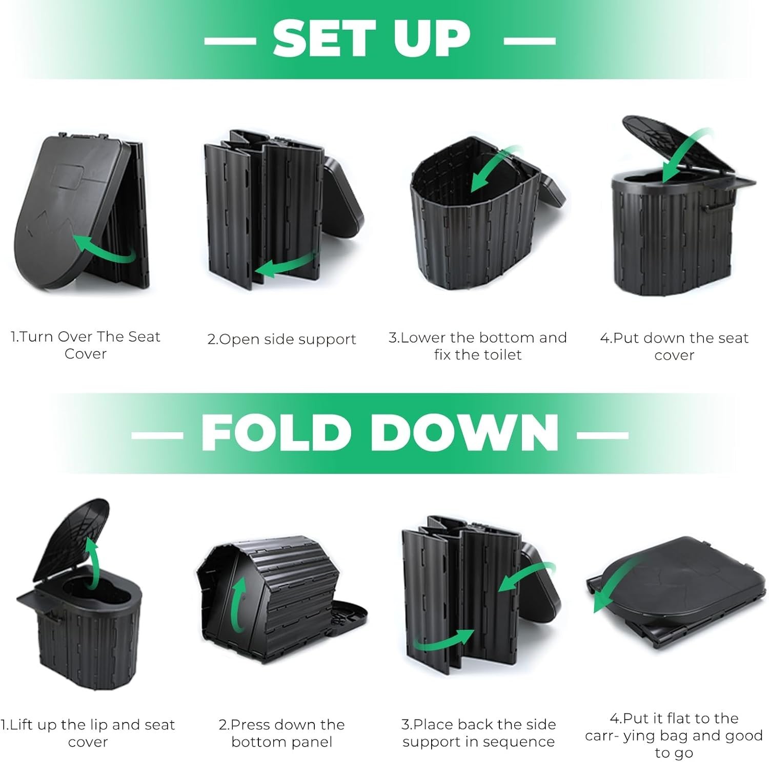 Camping Toilet, Portable Toilet for Adults, Portable Travel Folding Toilet wi…