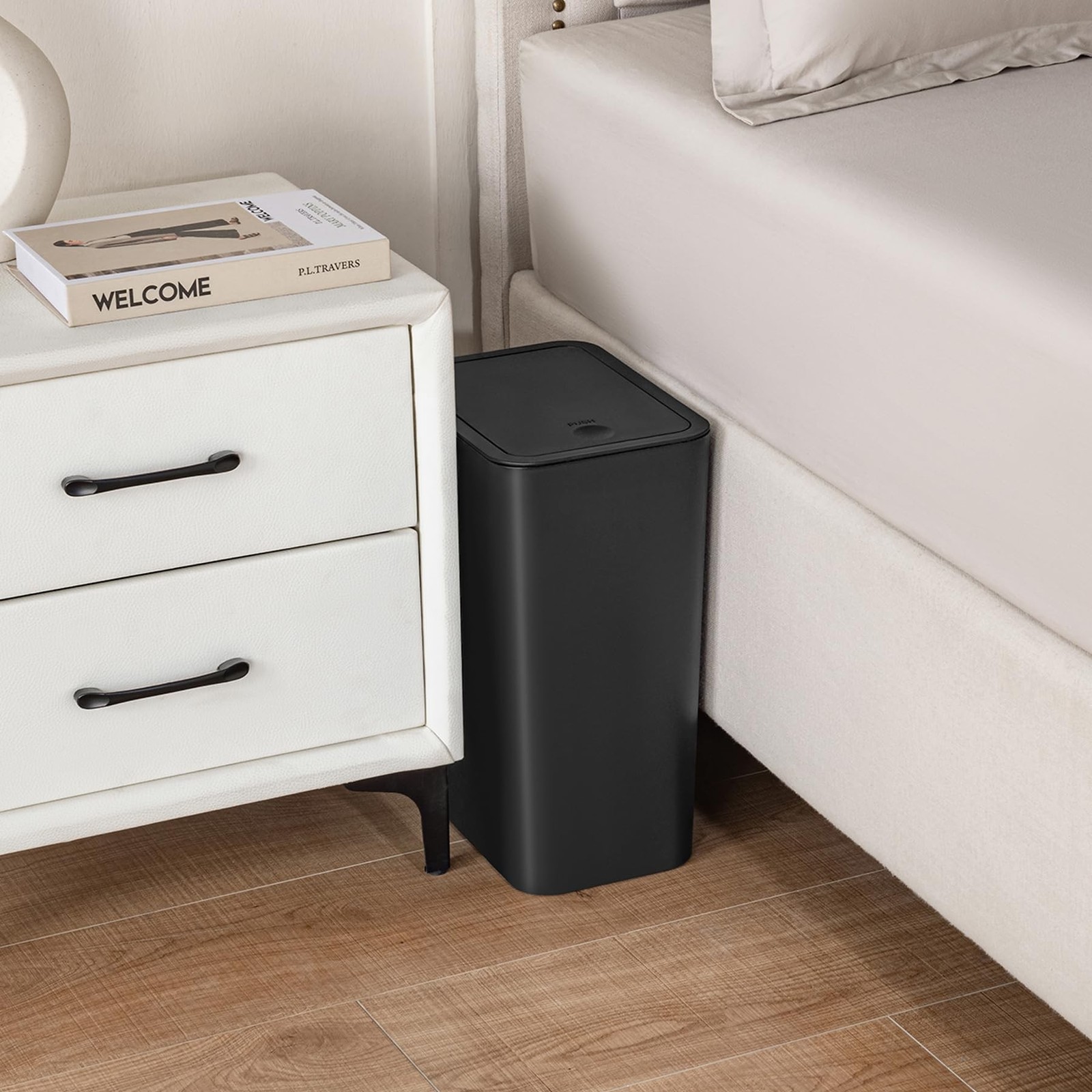 TIPGO Bathroom Trash Can with Lid, 4 Gallon / 15 Liter Small Garbage Can, Pre…