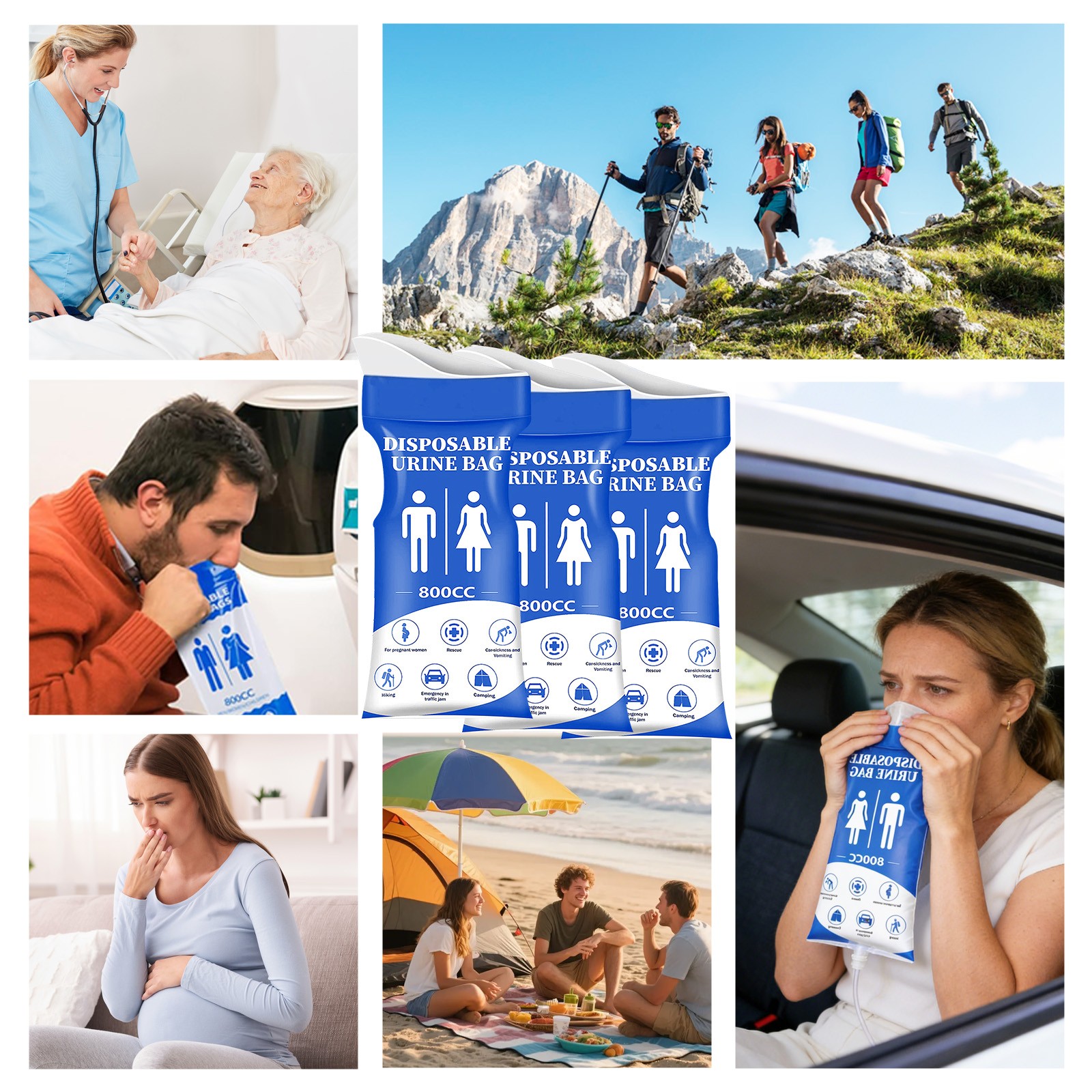 24PCS Disposable Urine Vomit Bag Emergency Pee 800CC Portable Travel Camp Unisex