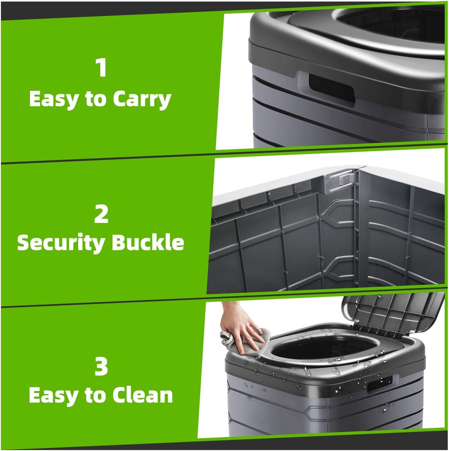 XXL Portable Toilet for Adults,16” Tall Camping Toilet with Lid and Carry Bag,