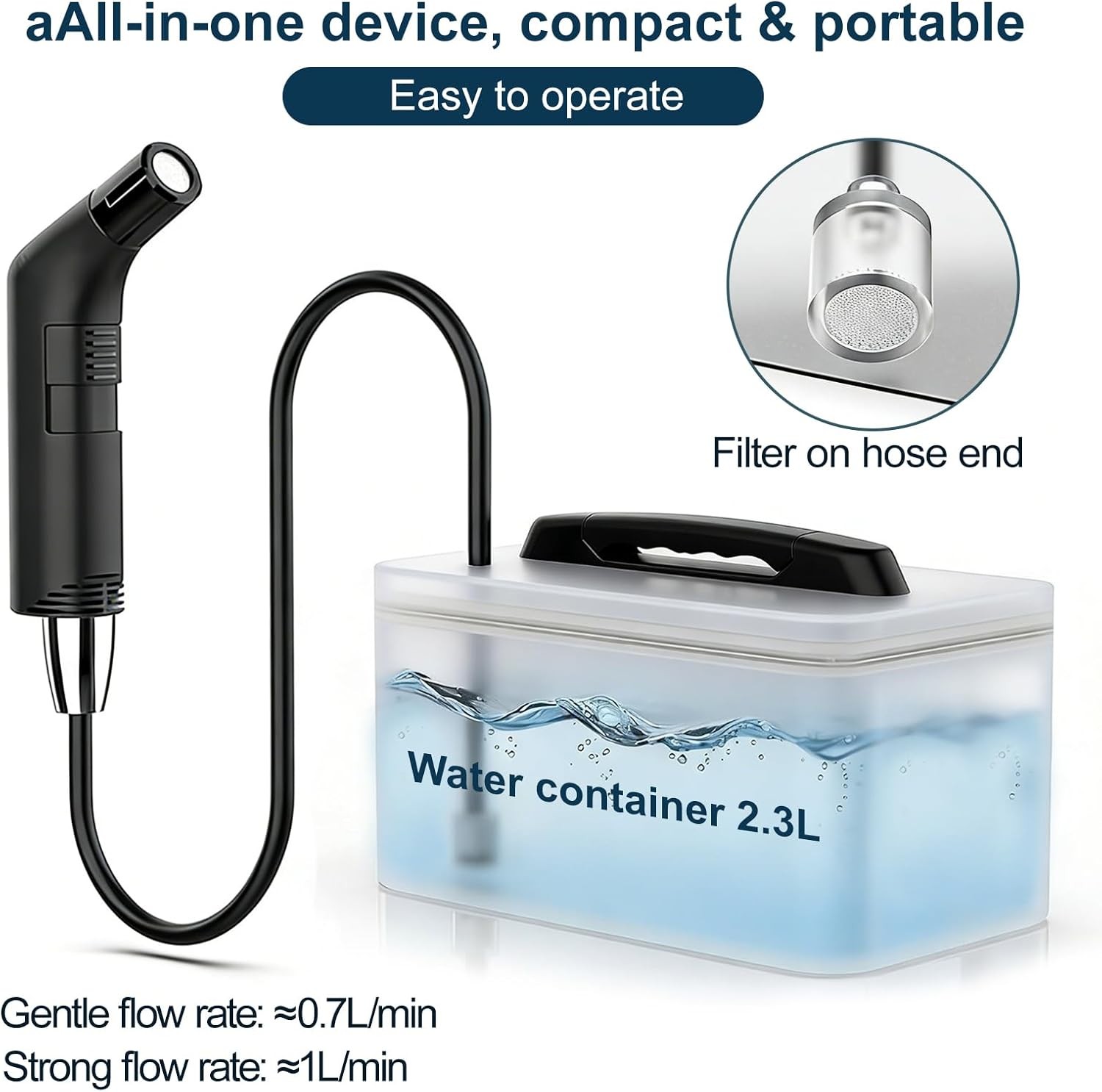 Portable Electric Bidet Handheld Sprayer with Dual Water Pressure