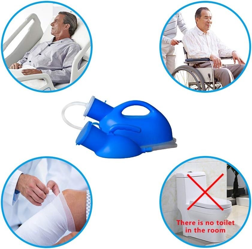 2000ml Portable Urinal for Men Complete Set Lid Tubing Funnel Brush Leak Proof