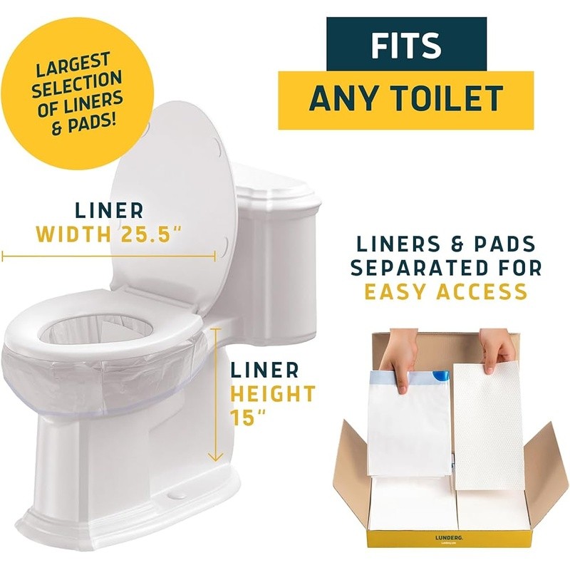Portable Toilet Waste Bags Super Absorbent Pads Emergency Use Gel Converter