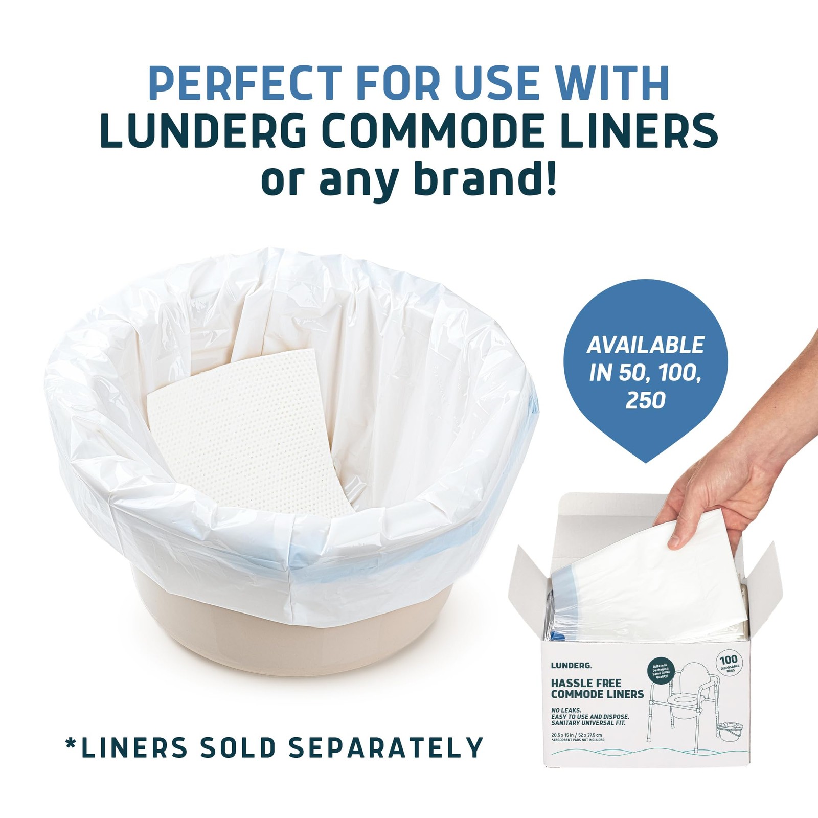 Lunderg Super Absorbent Commode Pads – Medical Grade Value Pack 100 Count – for