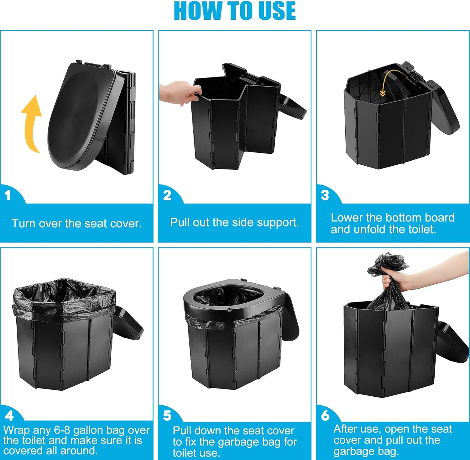 PAHTTO Portable Camping Toilet, Folding Toilet for Adults with Lid and Retractab