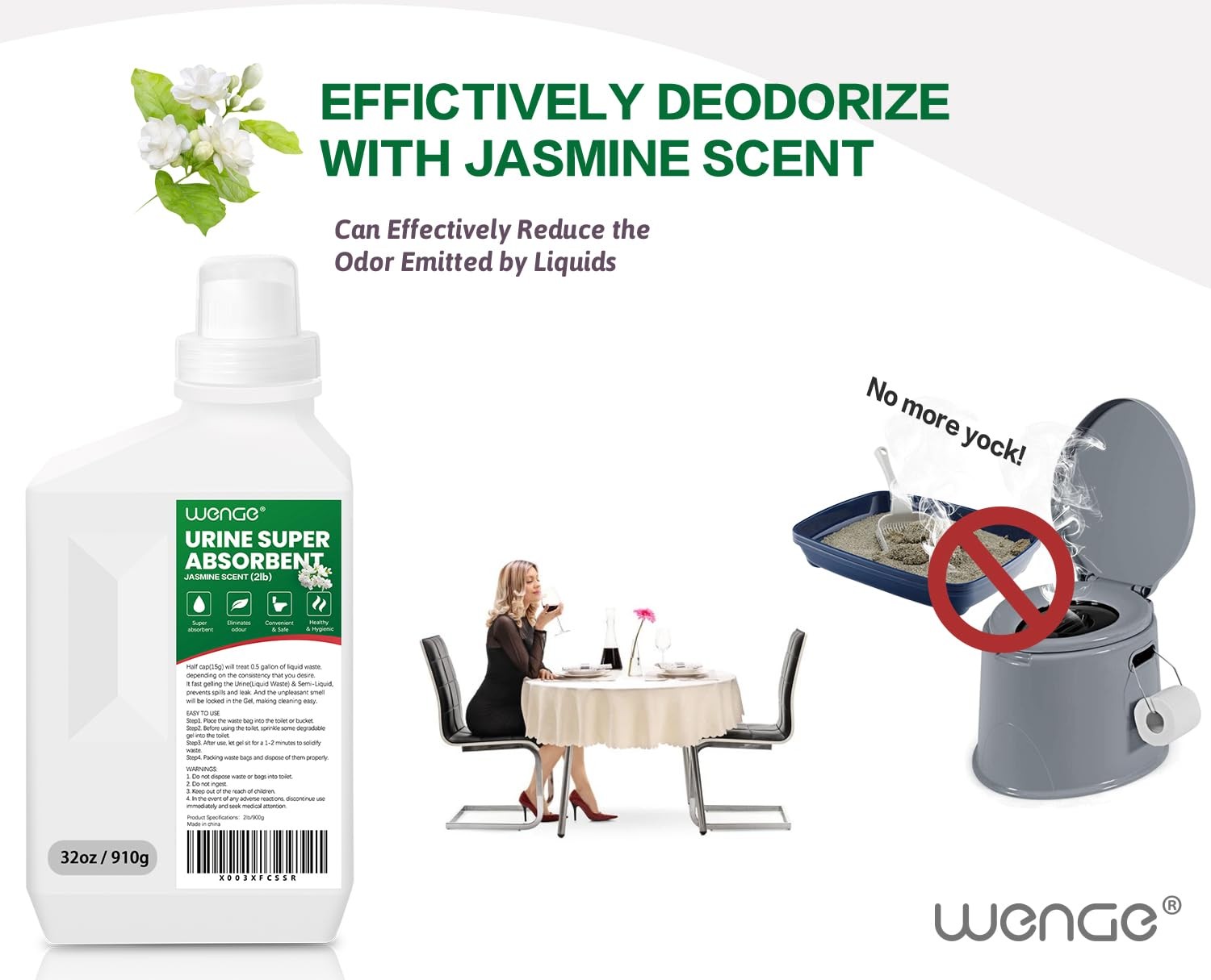 Wenge Urine Super Absorbent Solidifier, 180 Use, Green Jasmine Scent