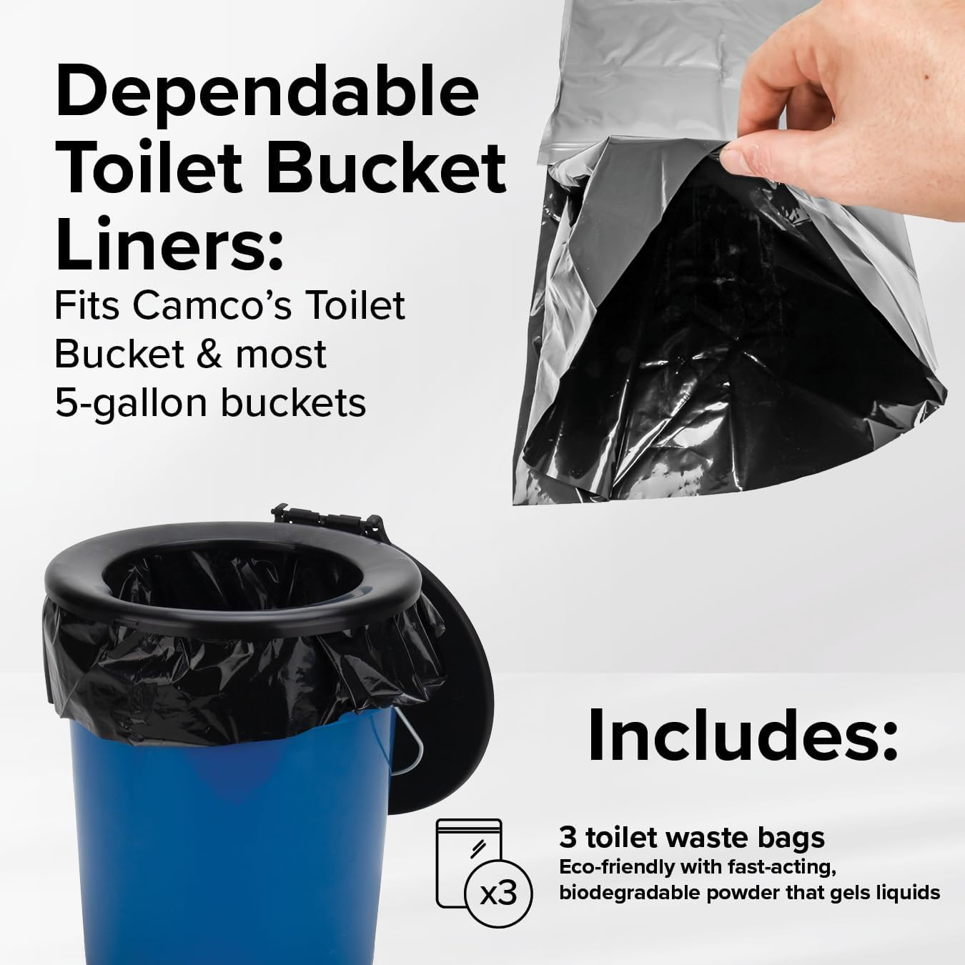 Toilet Waste Bags – Durable Double Bag Design Is Leak-Proof – Inner Bag Gels Any