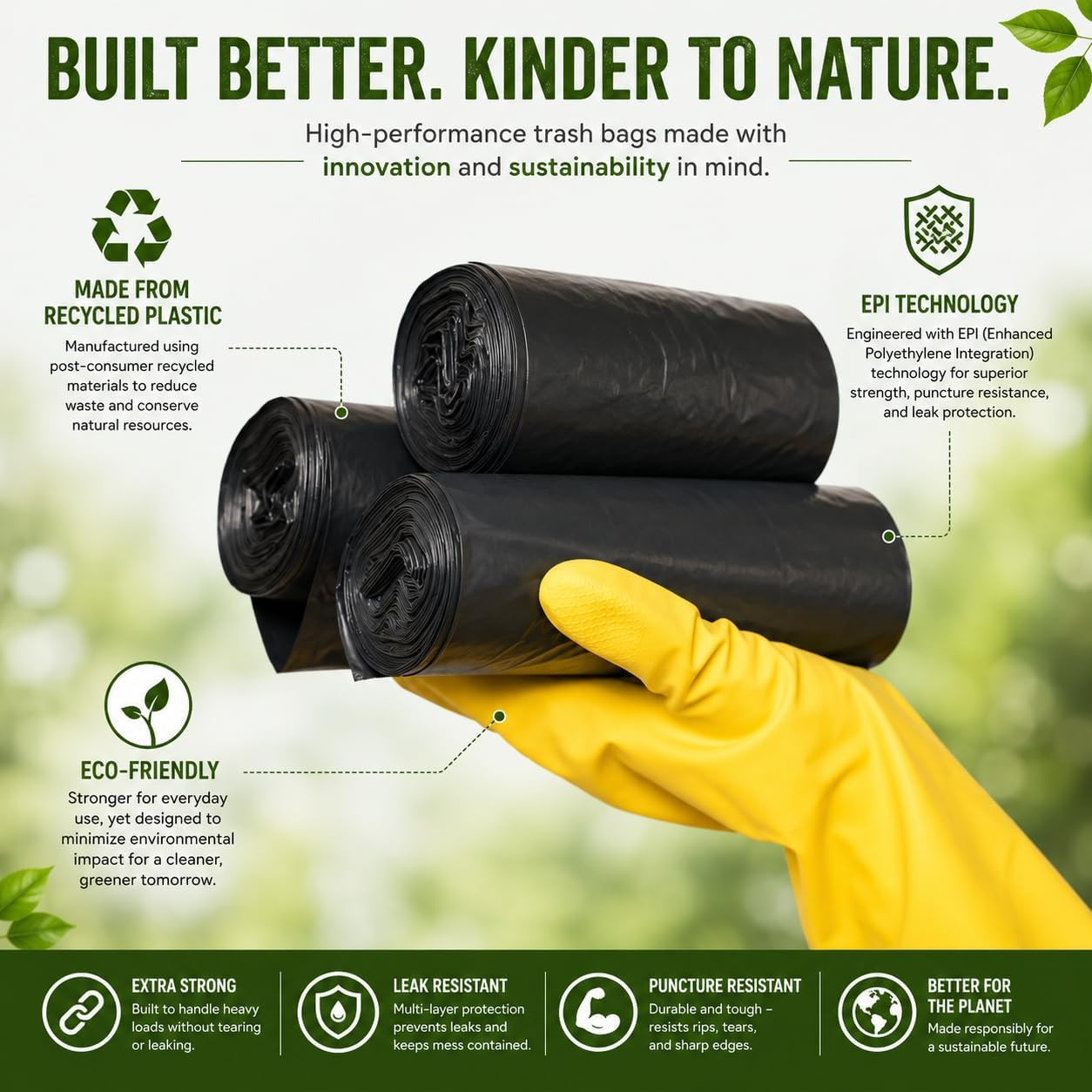 Portable Camping Toilet Waste Bags 8 Gallon Black Recycle Can Liners