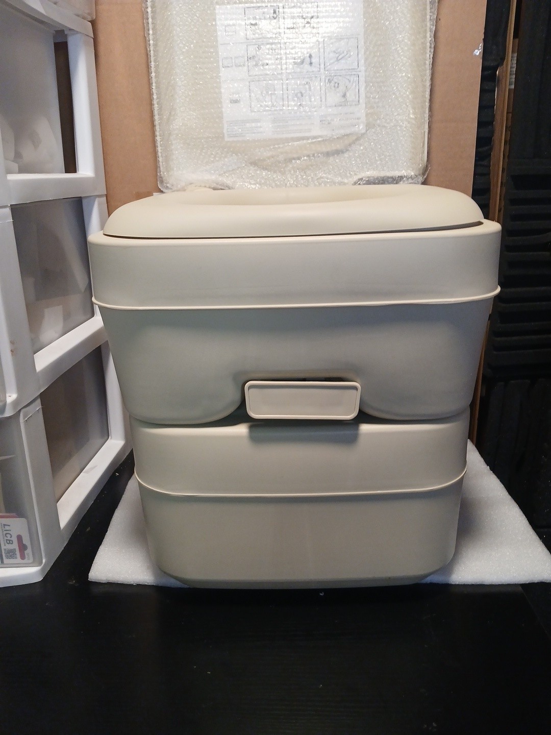 Dometic SaniPottie Tall Portable Toilet 5-gallon Waste Tank – Parchment 966 [G3]
