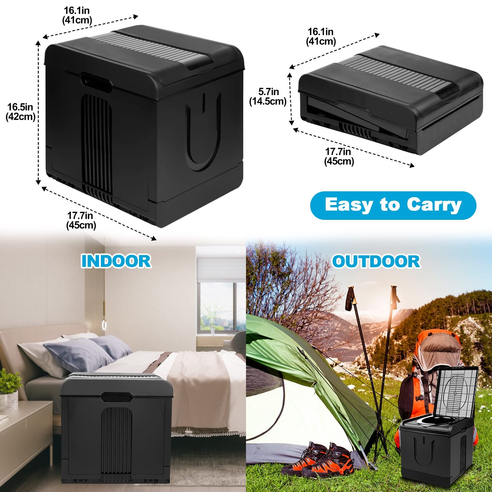 XXL Portable Toilet Camping Toilets for Car Indoor Outdoor Commode Foldable T…