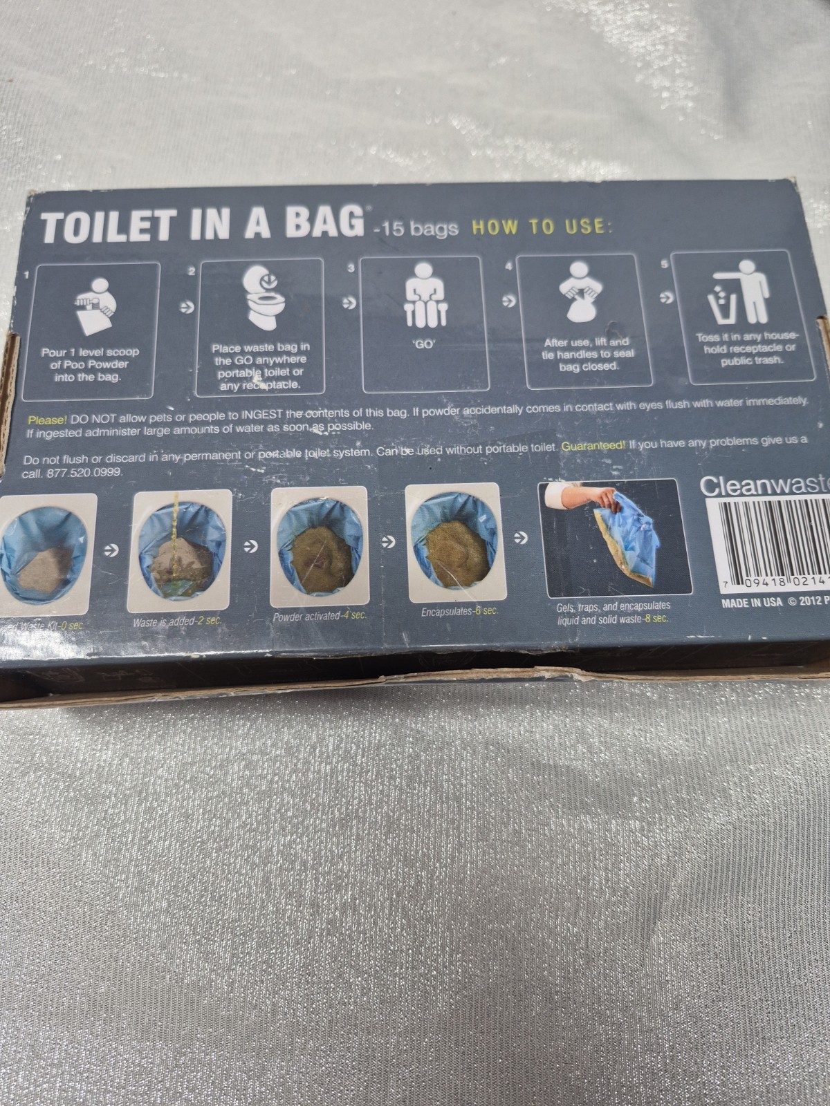 Cleanwaste Toilet in a Bag 15 Bags Plus Supplies- Camping Outdoor Bathroom To Go