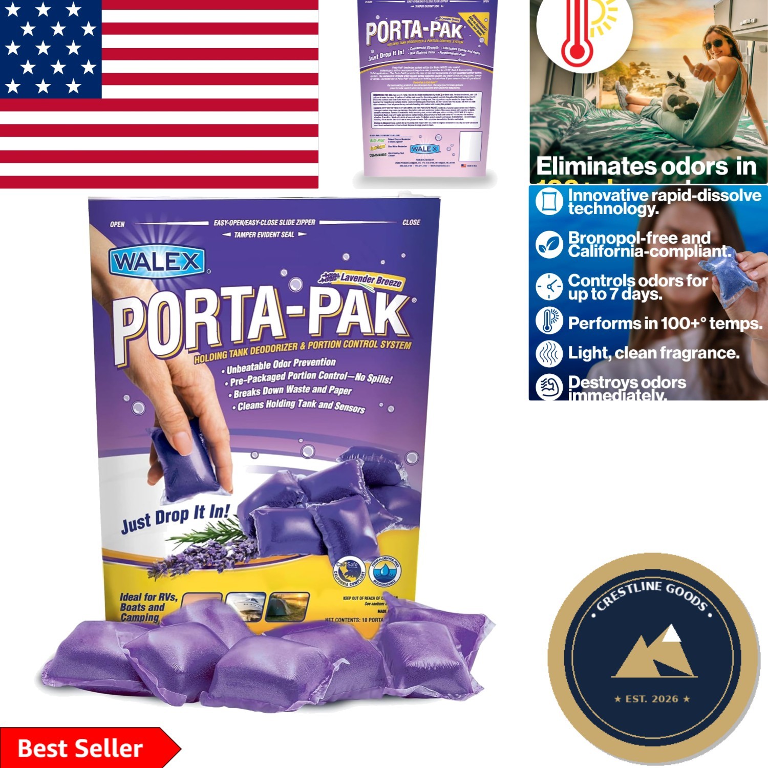 10-Pack Porta-Pak Effortless Holding Tank Deodorizer – Cleans & Prevents Odors