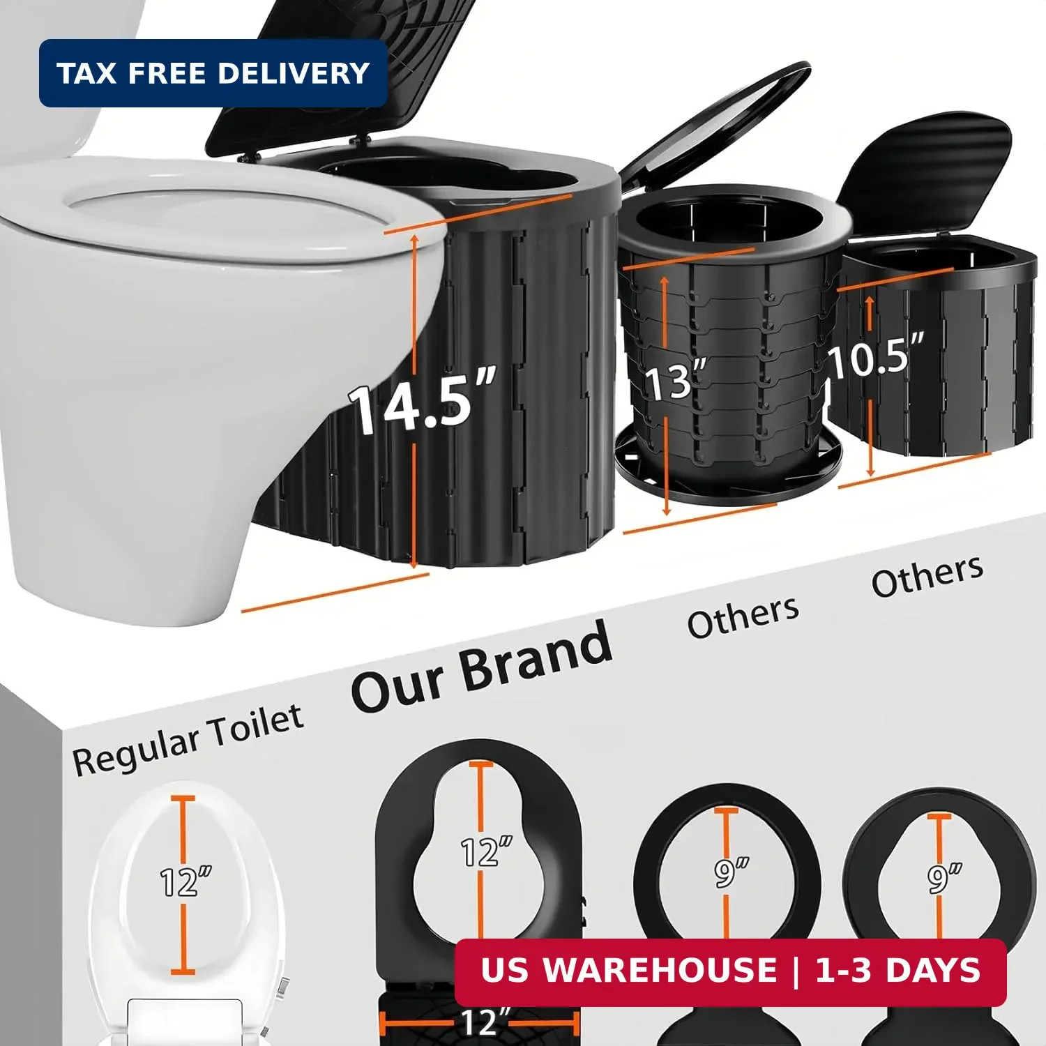 UOPBYEA Portable Camping Toilet for Adults With Urine Gel & Leak-Proof Bags | Wa
