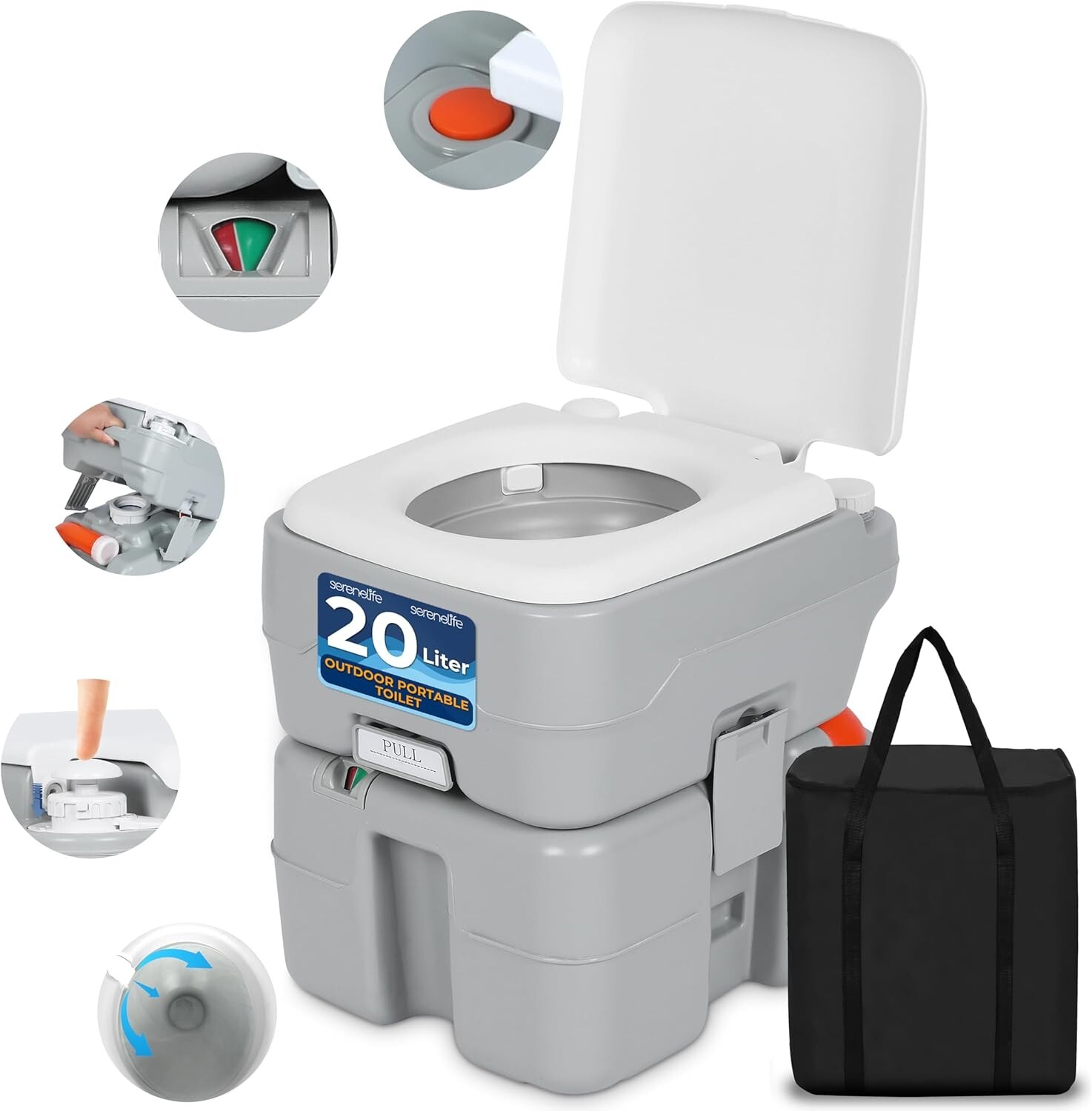 5.2 Gallon Leak-Proof Porta Potty with Detachable Tank – Ideal for Camping