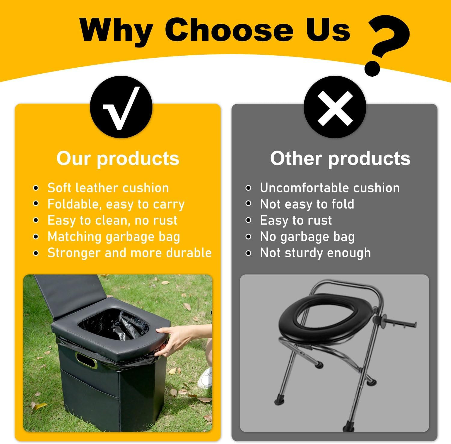 Portable Toilet with Pop up Privacy Tent,Xl Large Portable Toilet for Adults, Ou