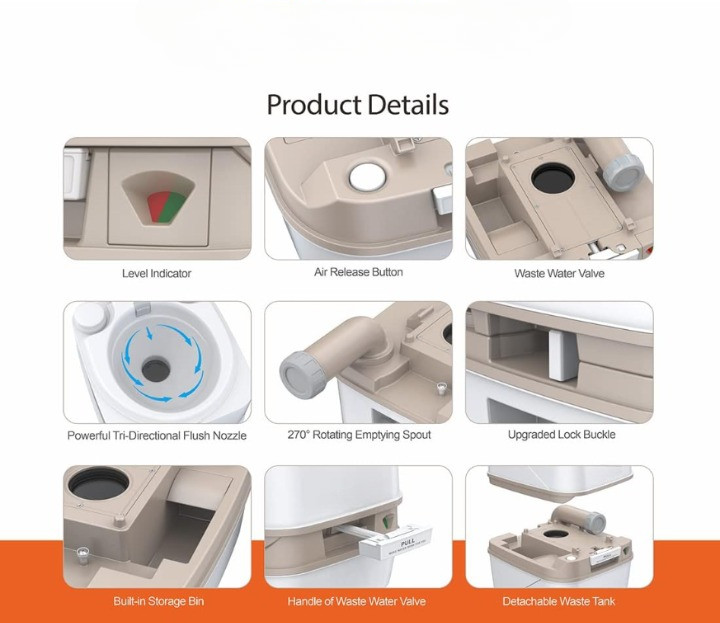 Inodoro portátil 4,8 galones para camping, RV y barcos uso exterior, Nuevo