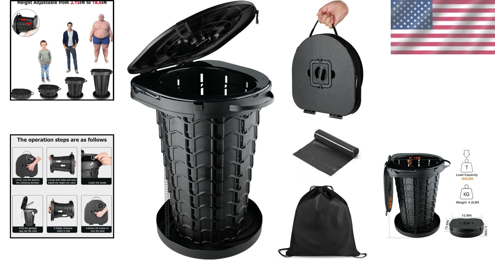 Durable XXL Folding Toilet with Non-Slip Feet – Perfect for Camping Adventures