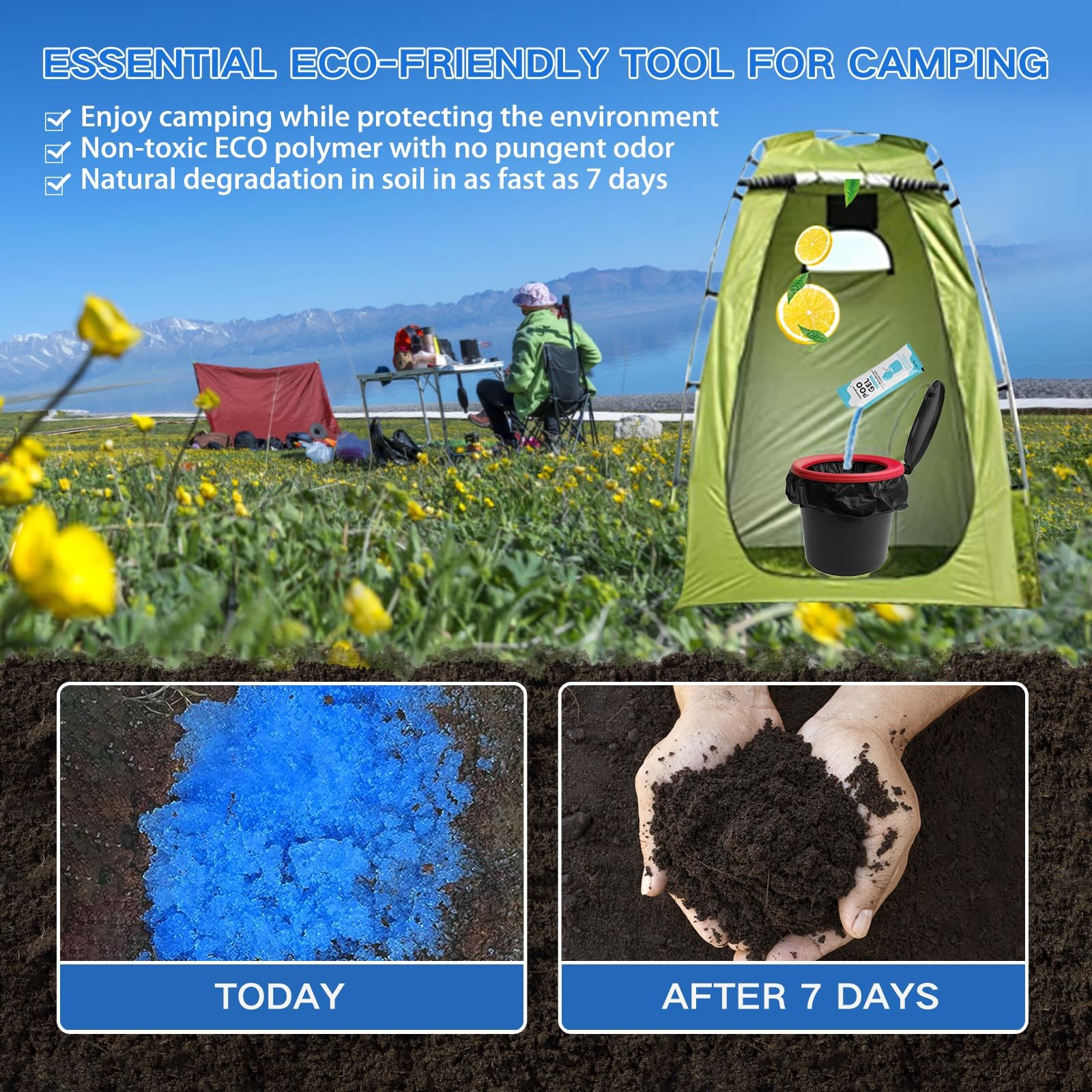 oceanengine Portable Toilet Absorbent Gel, Portable Toilet Powder Poo Urine P…