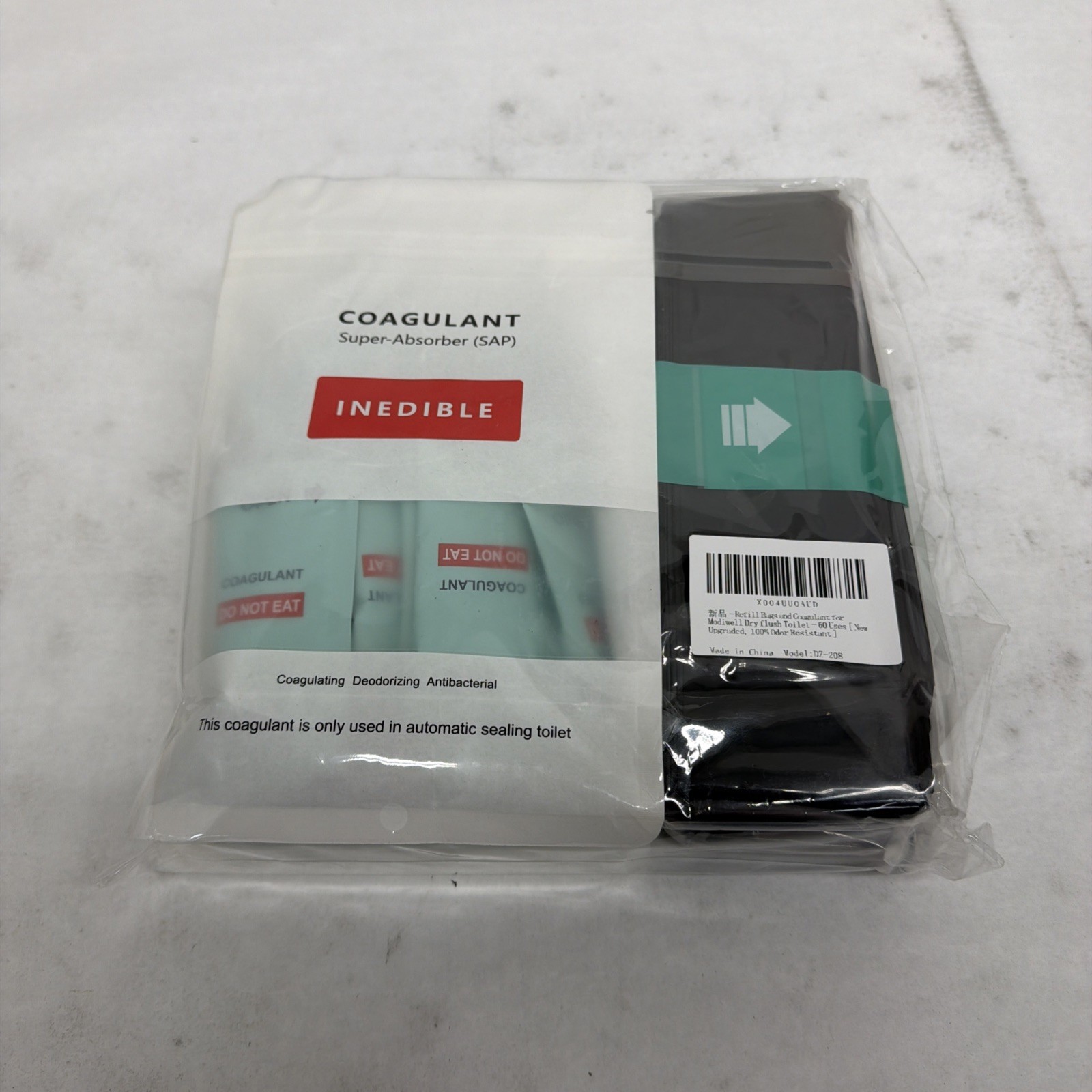 Refill Bags and Coagulant Dry Flush Toilet – 60 Uses -Black