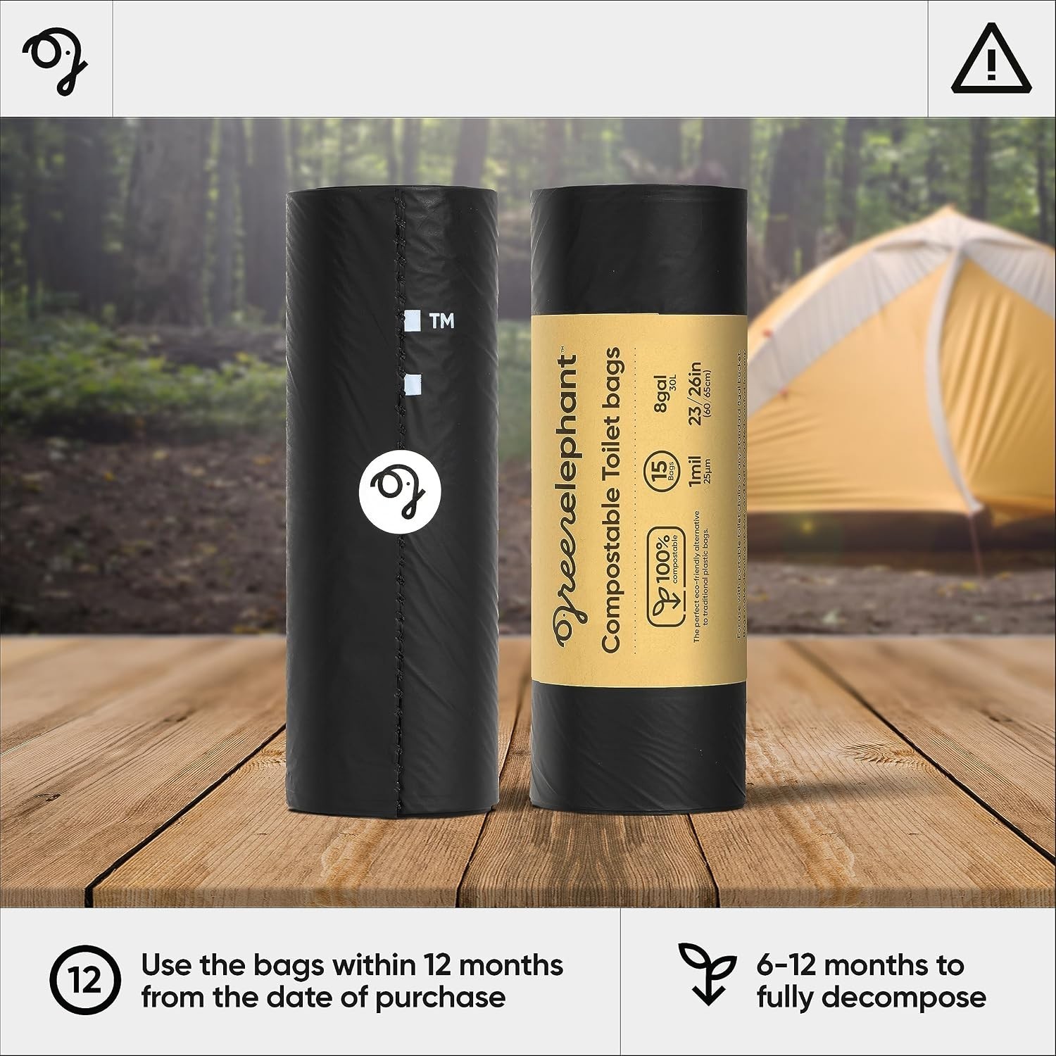 Convenient Composting Toilet Bags – 15 Biodegradable Liners for Hiking & Camping