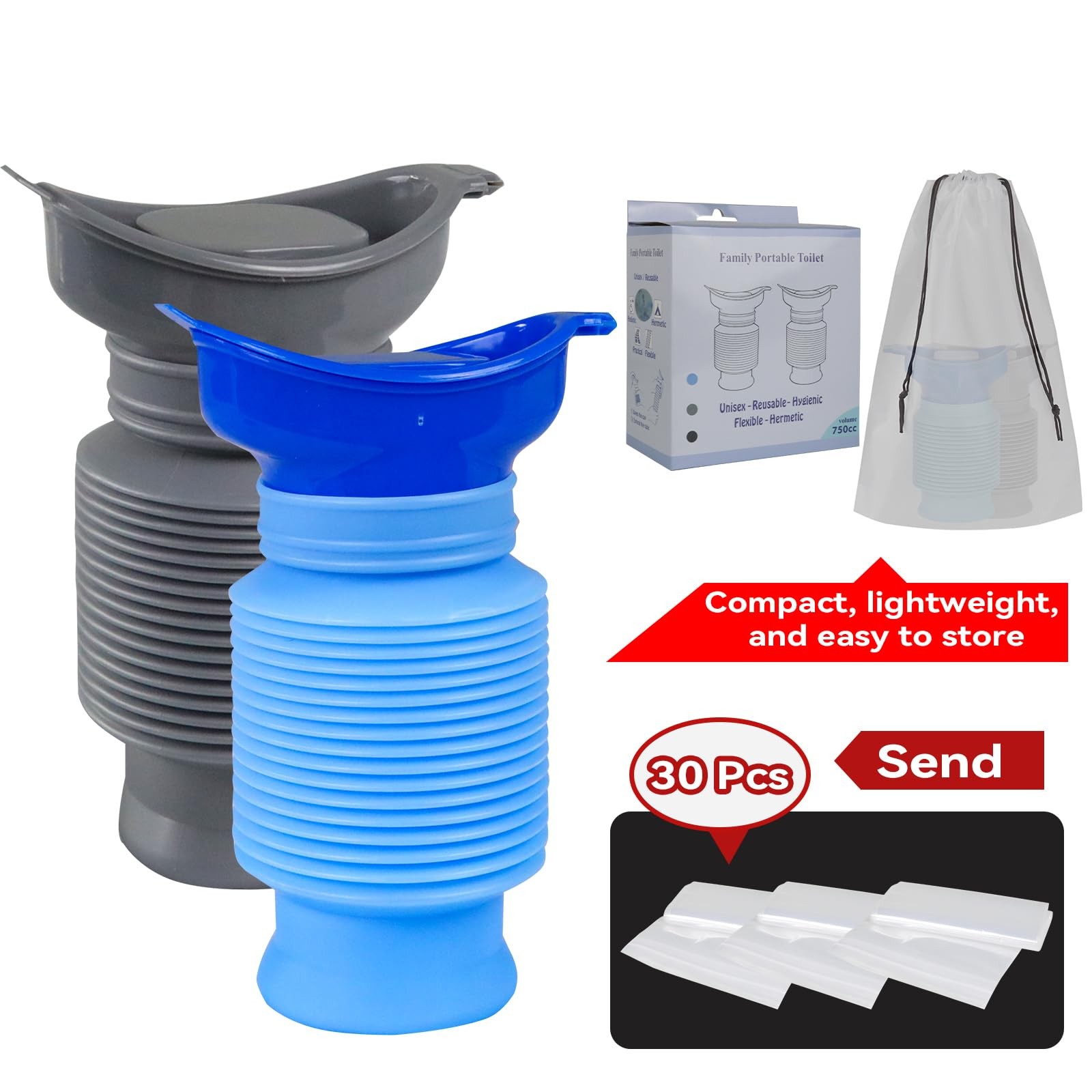 Portable Travel Urinal 750ml Foldable Emergency Toilet For Car Camping