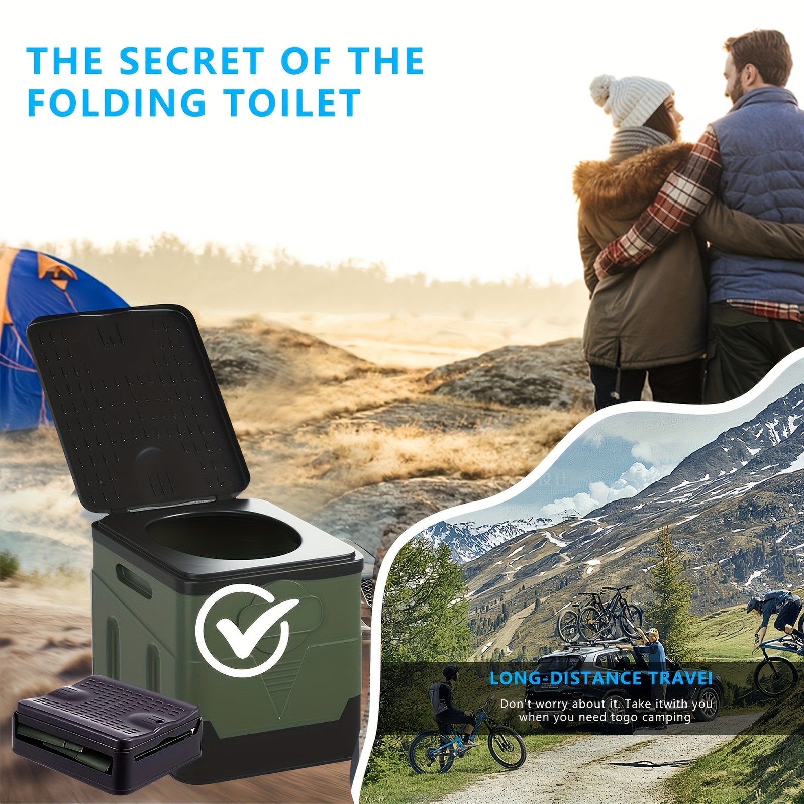 Portable Toilet for Adults Camping RV Travel Truck Boat Emergency Grey