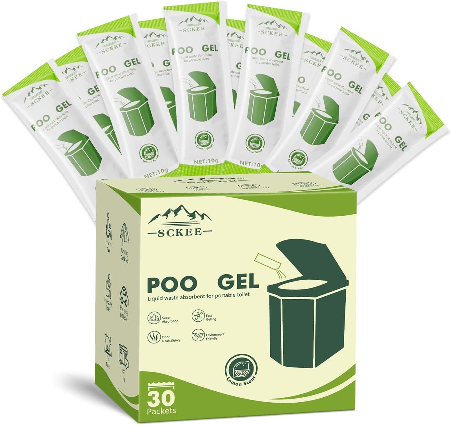30 Packets Poo Gel for Portable Toilet, Portable Toilet Powder Poo Urine Powder