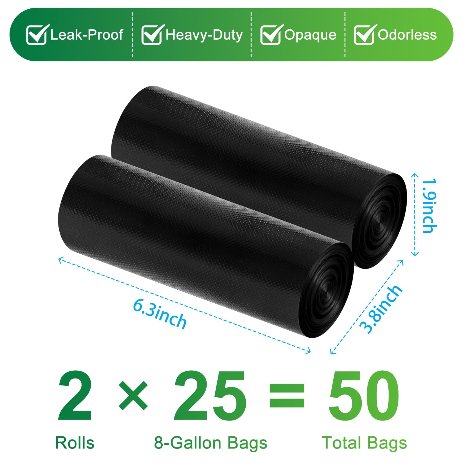 50 Pack 8 Gallon Portable Toilet Bags Camping Toilet Bags Travel Potty Bags
