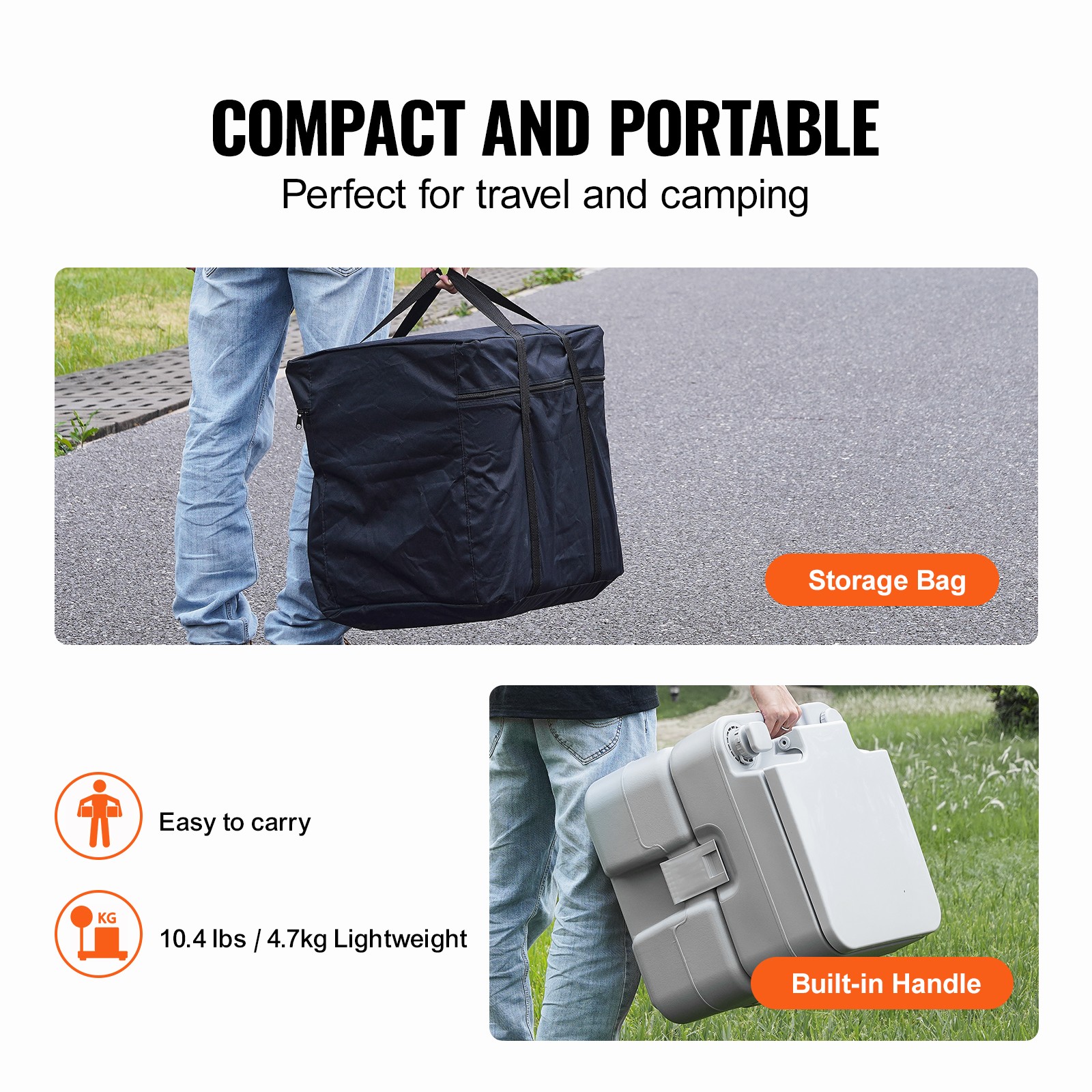 Uimoso Portable 5.3 Gal Travel Toilet with Flush and Carry Bag for Camping