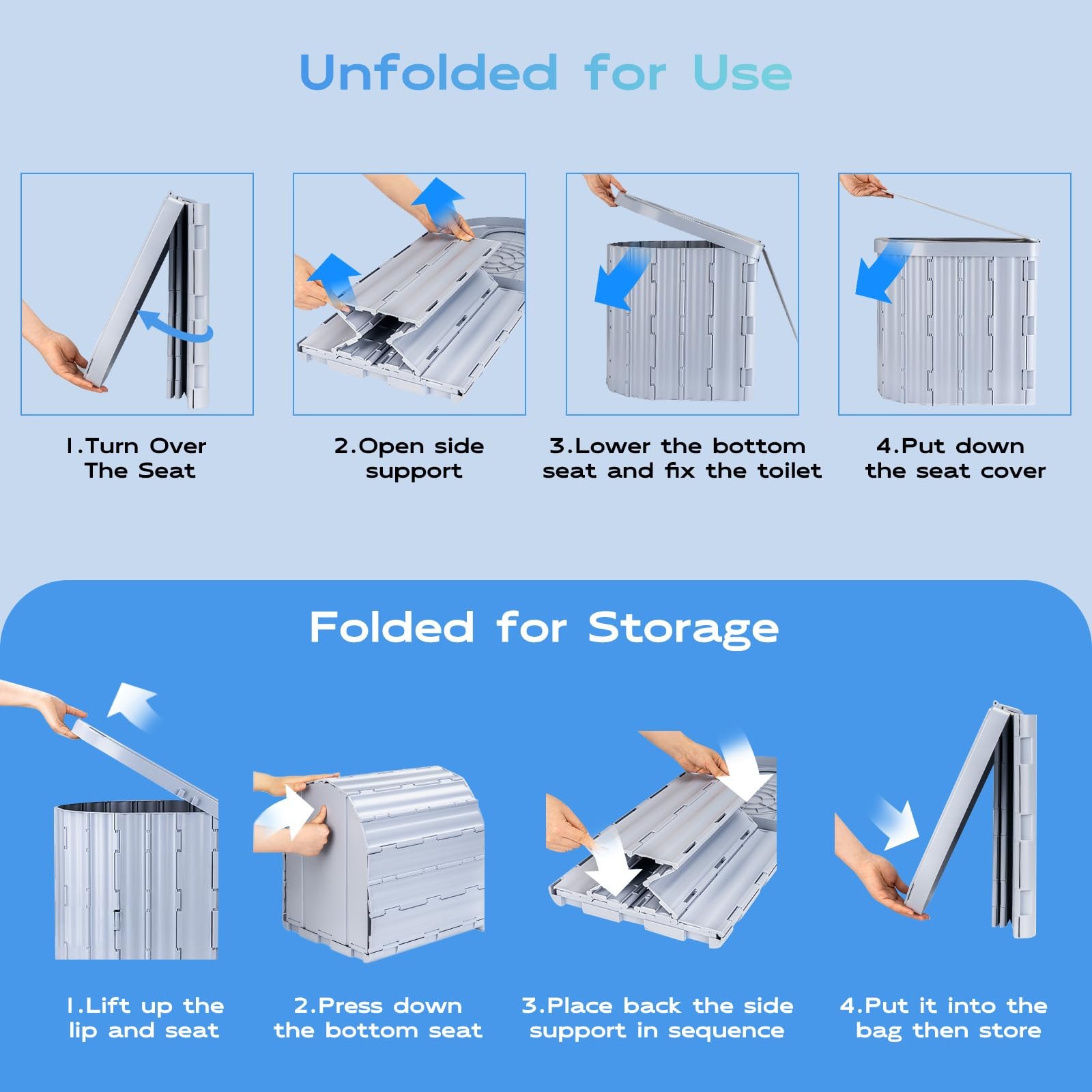 Portable Camping Toilet for Adults,15″ Portable Outdoor Folding Tall Toilet w…