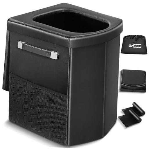 Portable Toilet for Adults, Foldable Camping Toilet with Soft & Dark Grey