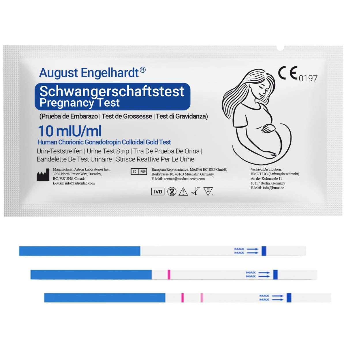 20x Pregnancy Test Strips 10mIU/ml – Made in Canada – Over 99% Accurate…