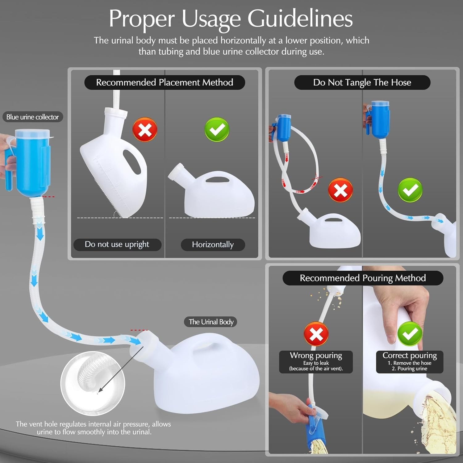 Durable Male Urinal Bottle with Easy-Grip Handle