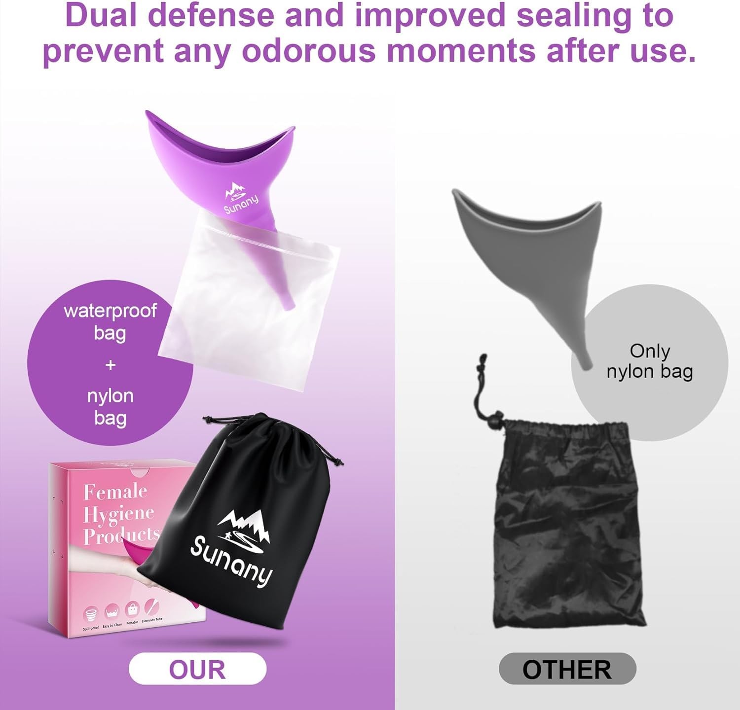 Light Purple Reusable Female Urination Device Silicone Funnel for Women Pee Aid