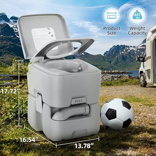 YITAMOTOR Portable Toilet for Camping, RV Toilet 5.28 Gal Handle Pump+ Wheels