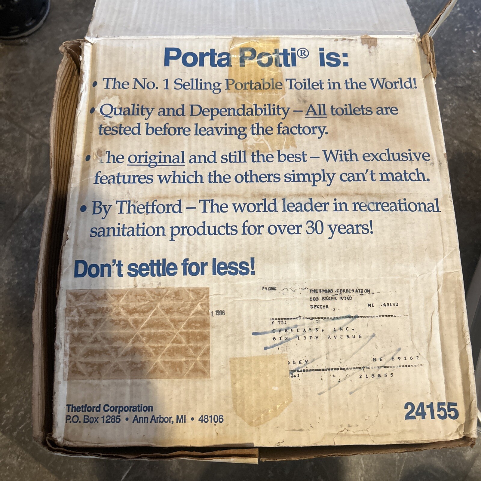 THETFORD MODEL 155 PORTA POTTI PORTABLE TOILET 4.3 GALLONS BRAND NEW!!!