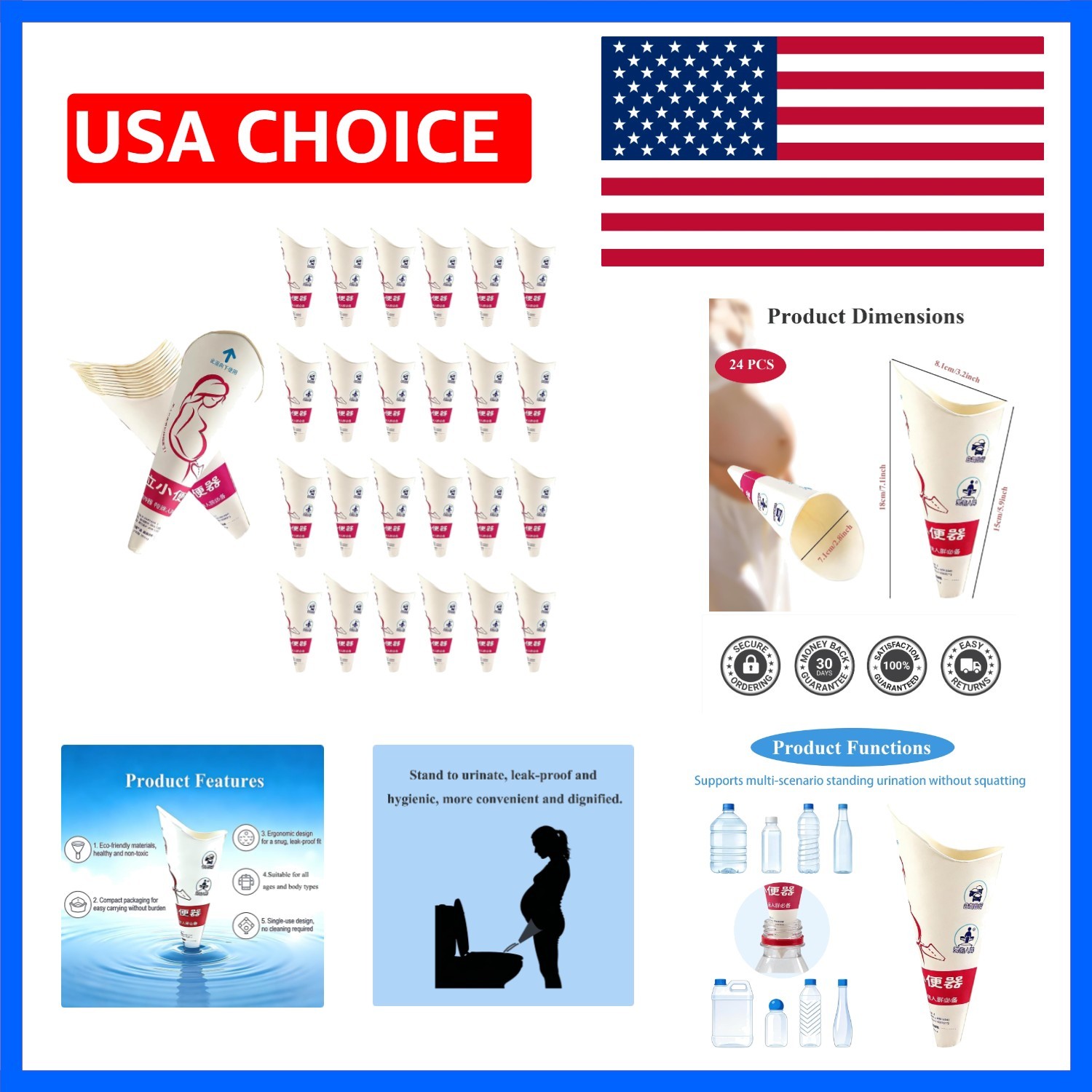 24Pcs Standing Women Pee Funnel,Leak-Proof Portable Female Urinal | Disposabl…