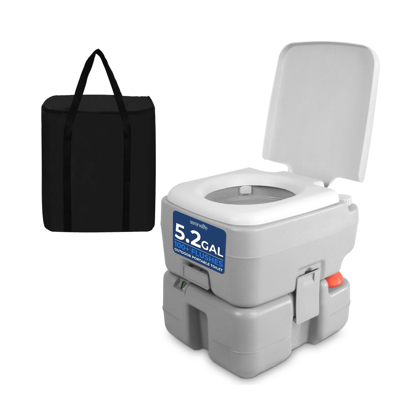 SereneLife Portable Toilet 5.3 Gal Camping Travel Outdoor Flush Toilet Seat |…
