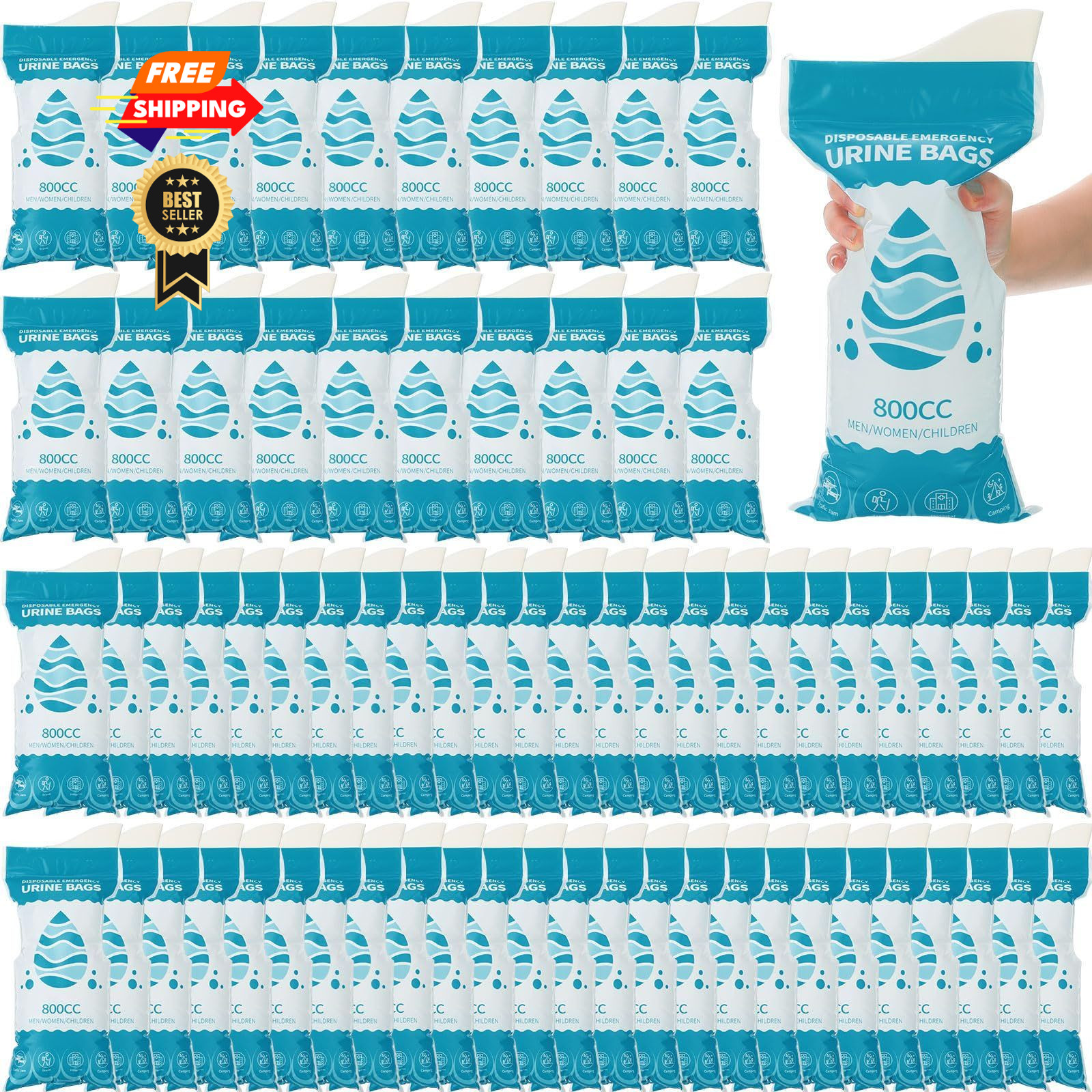 Nuogo 100 Pcs Disposable Urine Bag 800cc Portable Emergency Pee Bags 800 CC
