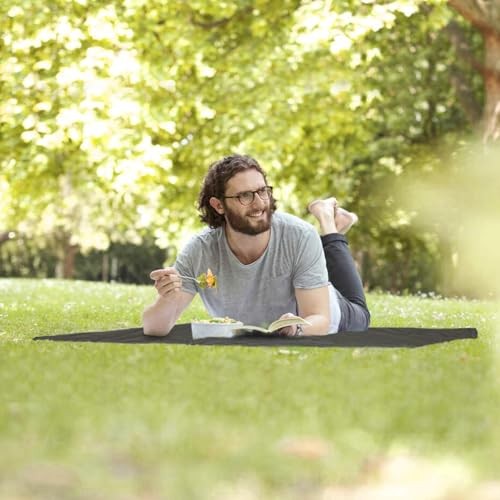 Pocket Picnic Blanket for 1 Person, 43.3×27.56″ (1.27oz) H Black (Red Pack)